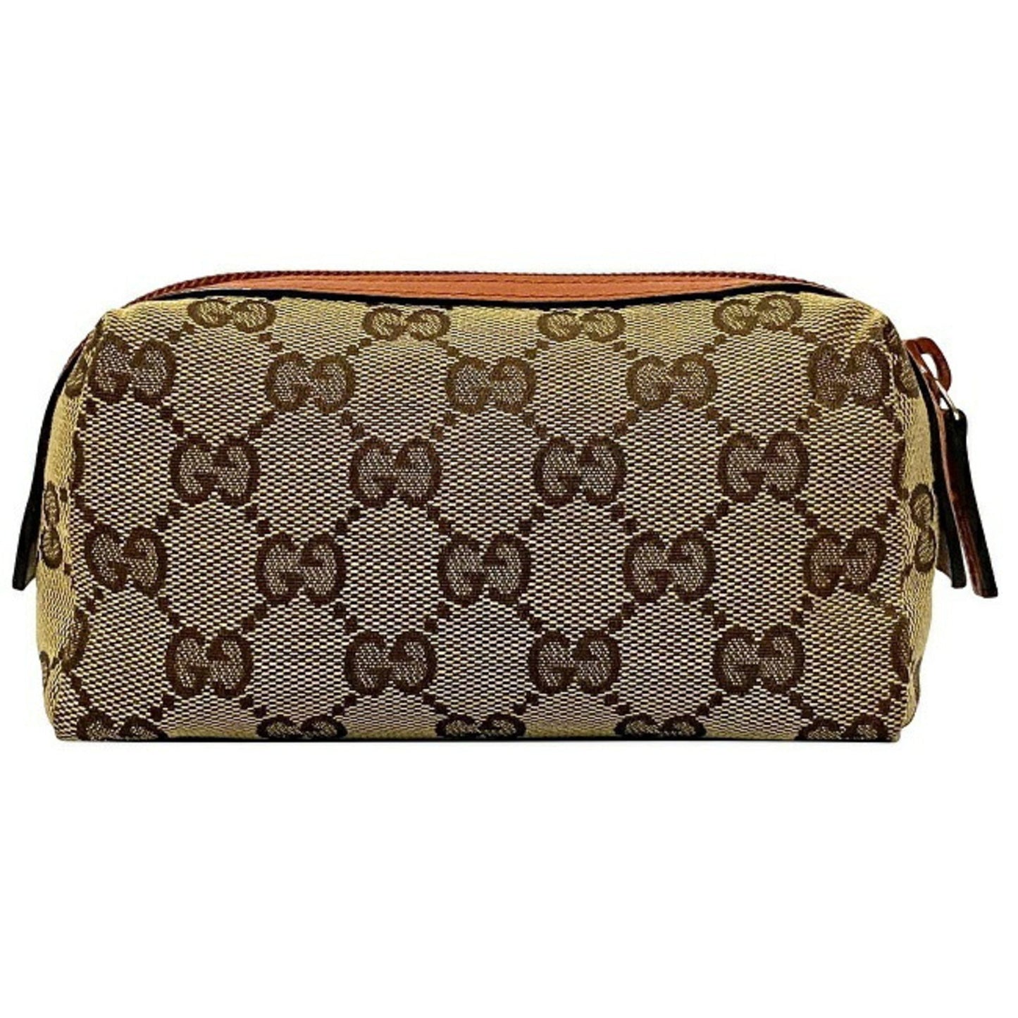 Gucci Pouch Beige Orange GG Canvas 29596 Leather GUCCI Ladies