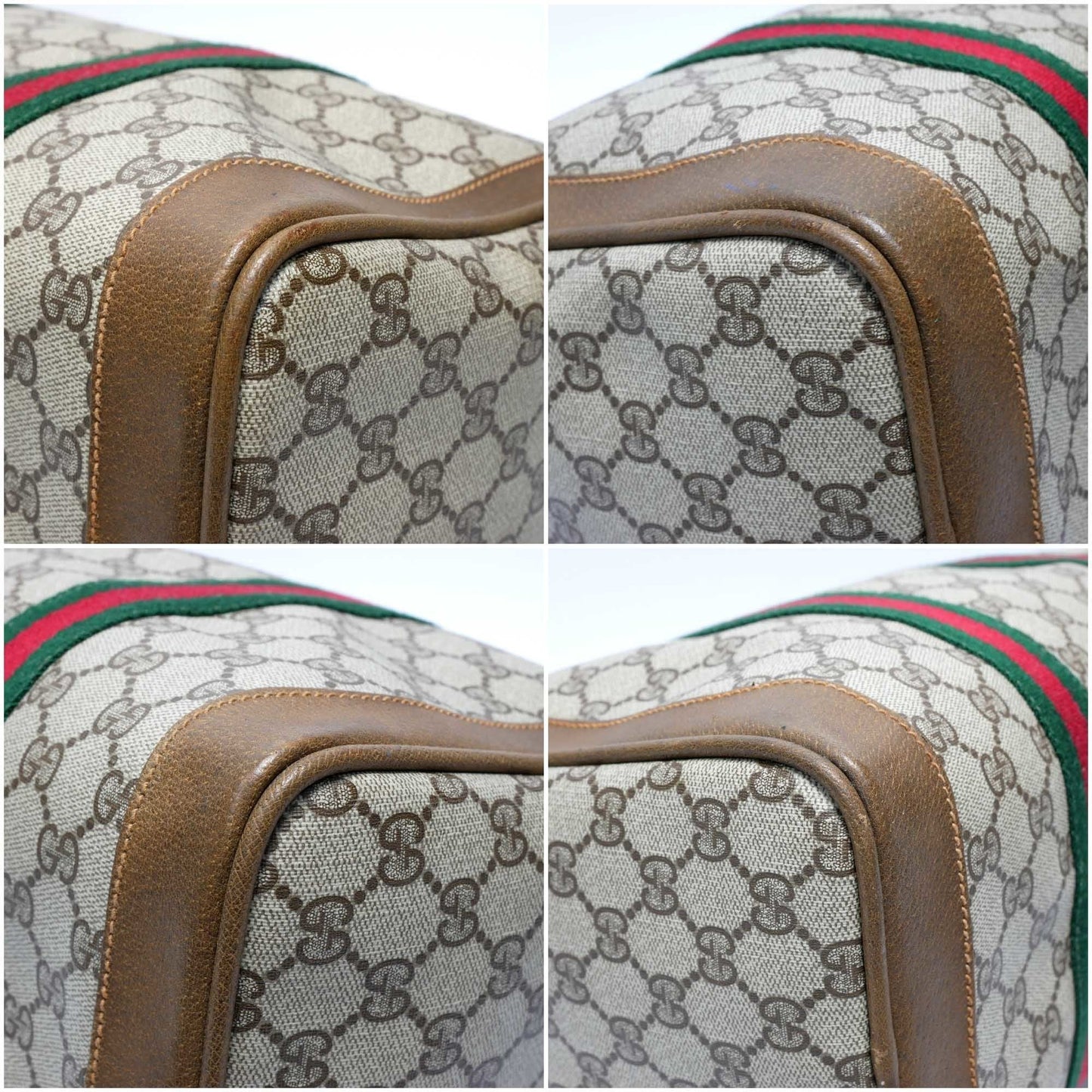 GUCCI Old Gucci Vintage Mini Boston Bag Handbag Barrel Unisex 1970's 70'S Sherry Line GG Pattern/Leather Gold Hardware Brown/Beige