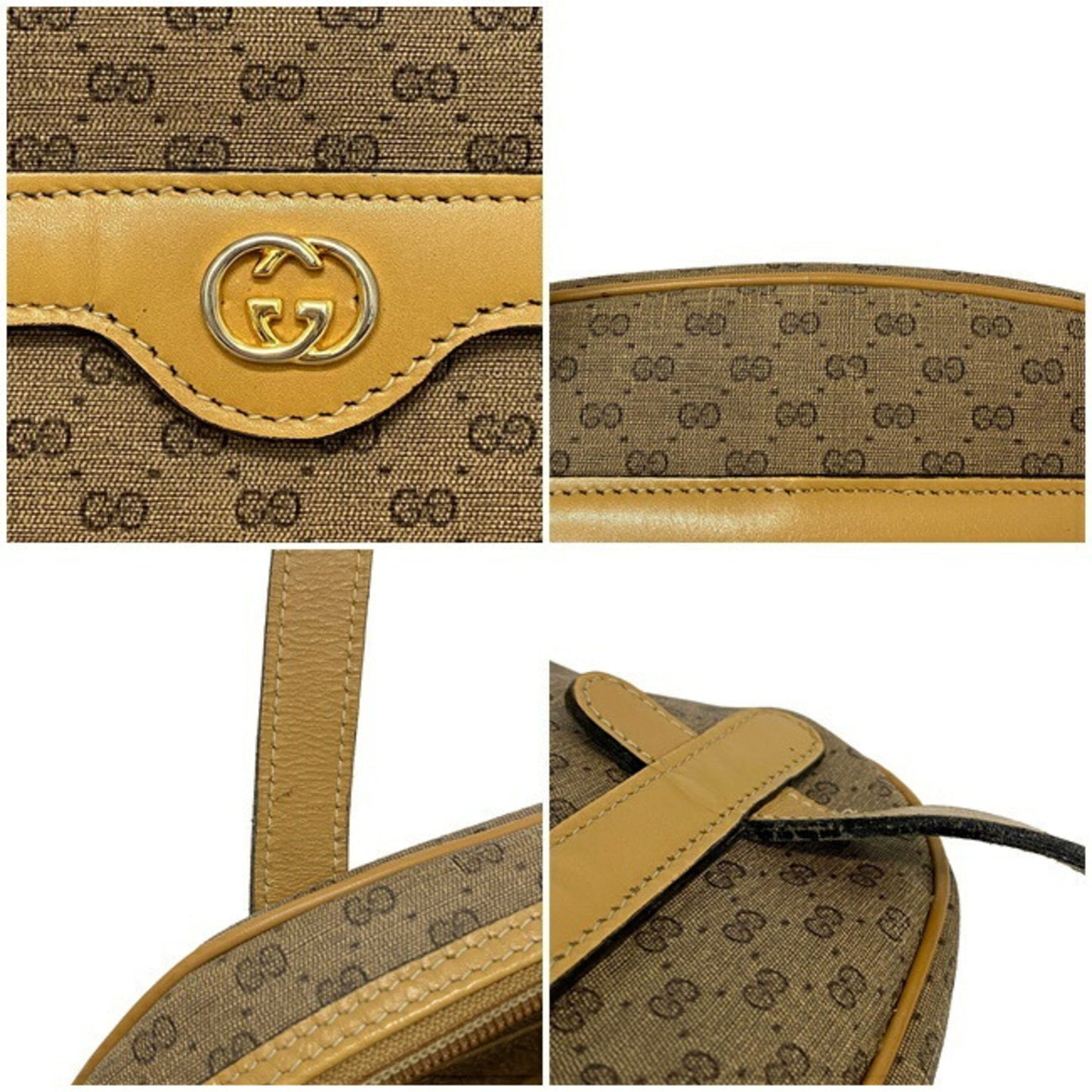 Gucci Handbag Beige Yellow Old Mini Boston Bag PVC Leather GUCCI Ladies Design