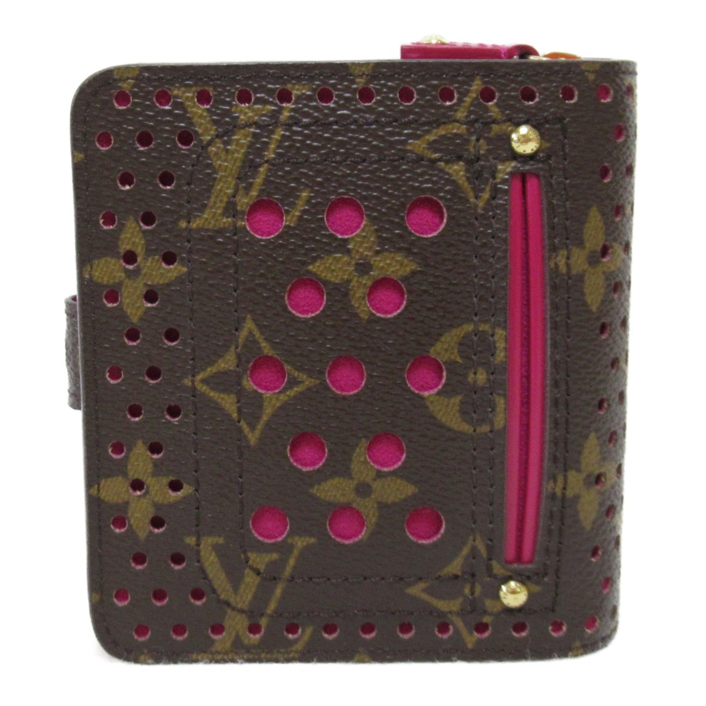 LOUIS VUITTON Compact Zip Round Wallet Brown Fuschia PVC coated canvas M95188
