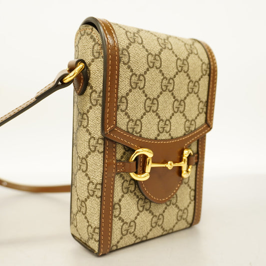 GUCCIAuth  Horsebit 625615 Women's GG Supreme Shoulder Bag Beige,Brown