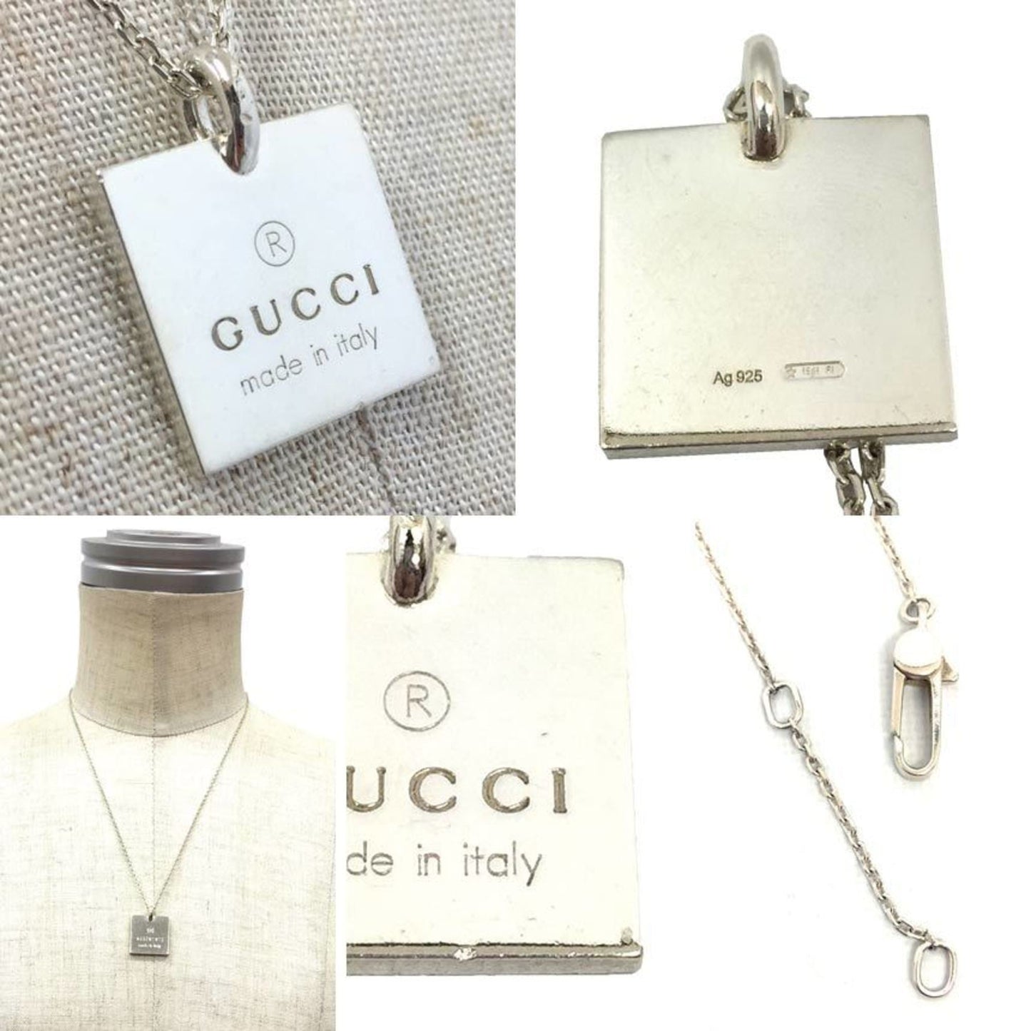 GUCCI plate pendant necklace AG925 silver unisex Gucci