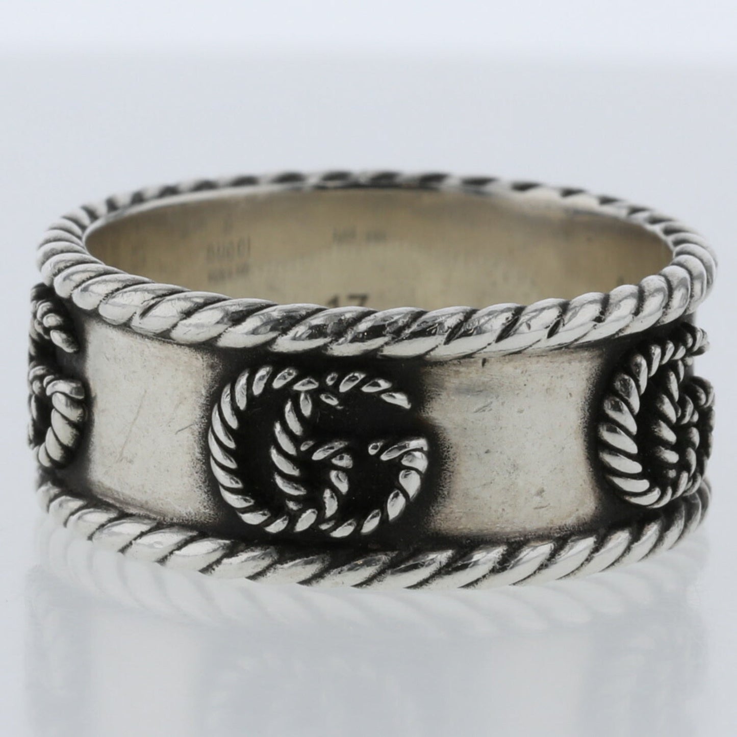 Gucci Ring Double G Width about 9mm 627729 J8400 0701 Silver 925 No. 17 Men's GUCCI