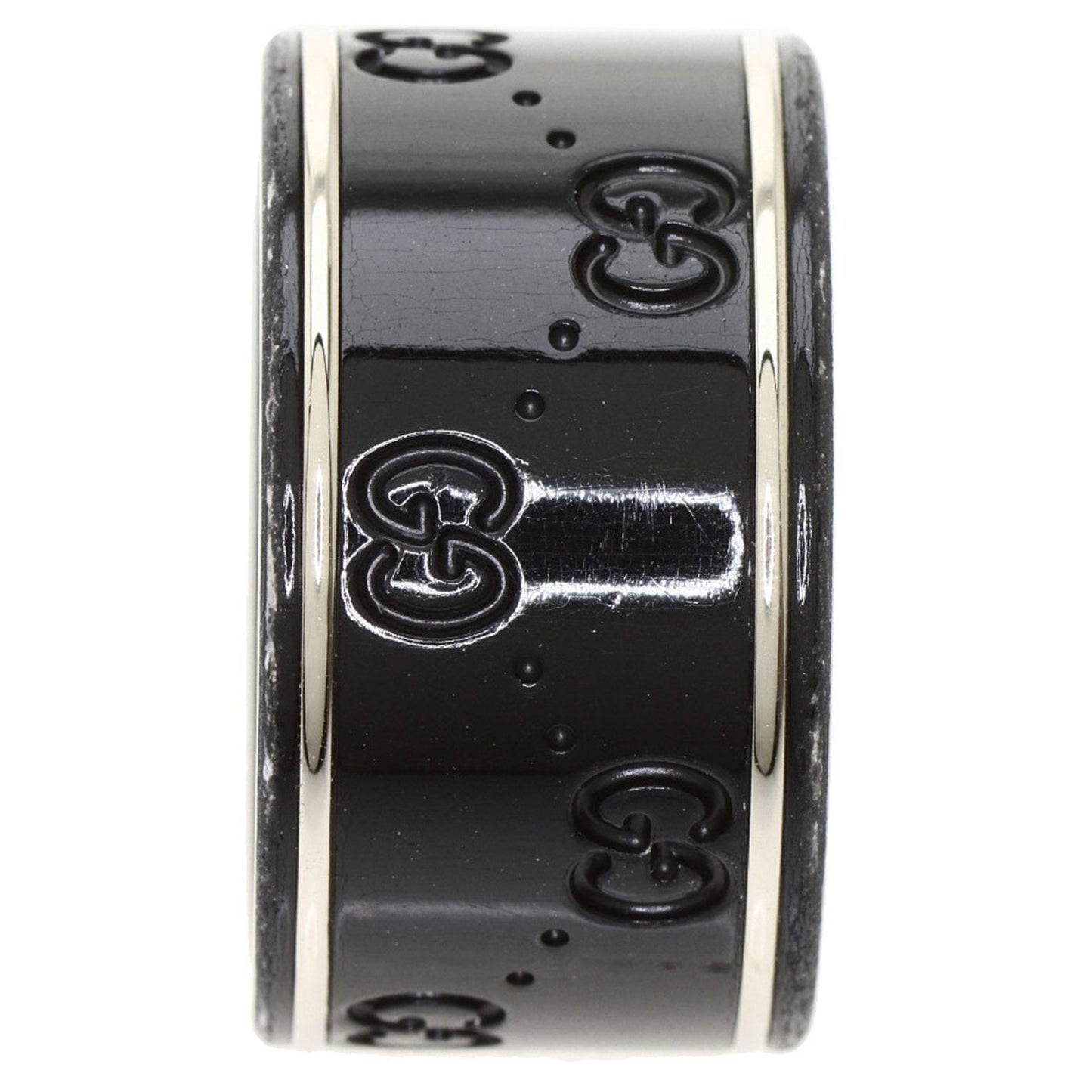 Gucci Icon Wide Black Corundum #12 Ring K18 White Gold Ladies GUCCI