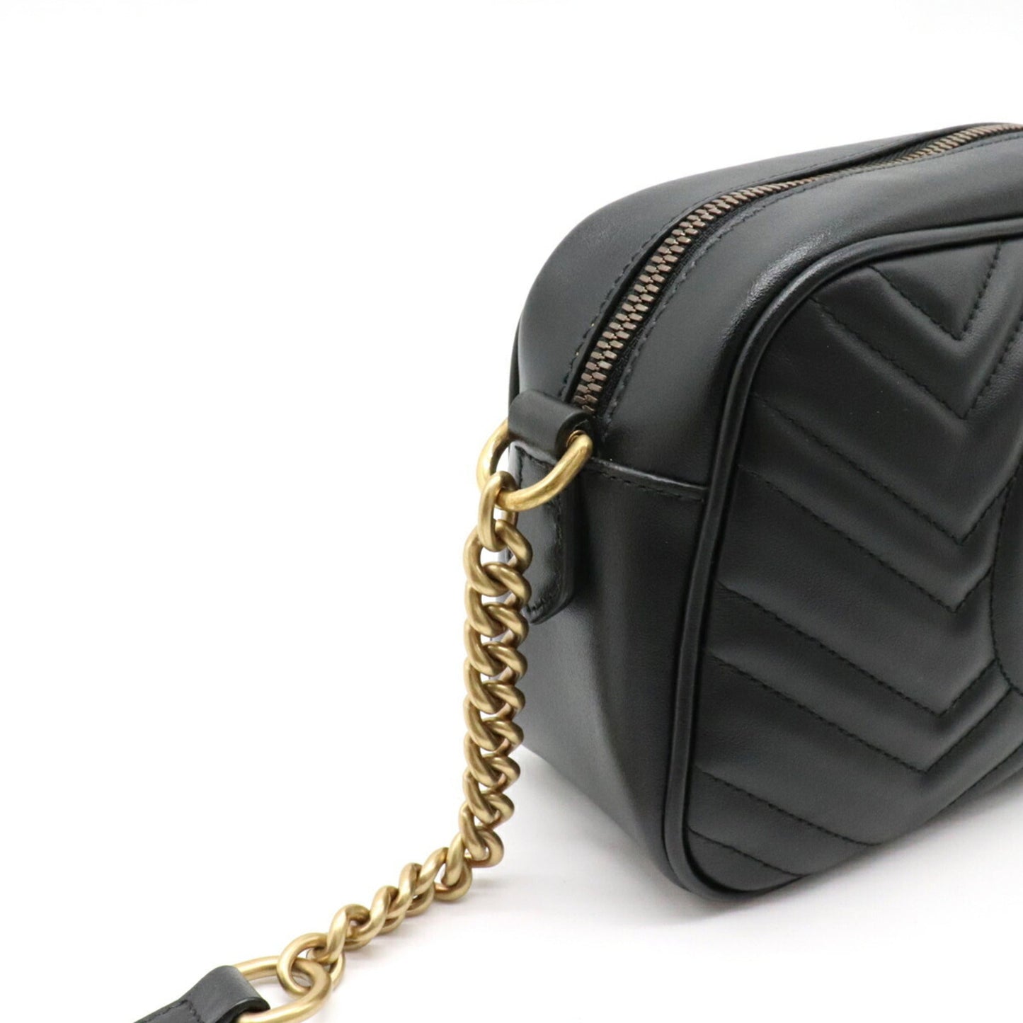 Gucci GG Marmont shoulder bag pochette chain quilted leather black 447632