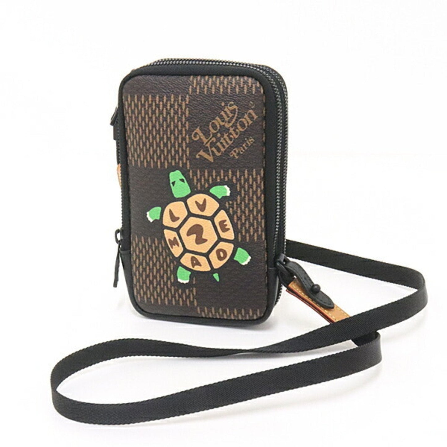 Louis Vuitton Double Phone Pouch NIGO Collaboration Damier Ebene Giant N40377 Brown/Black/Multicolor Tortoise Shoulder Bag Wallet Crossbody