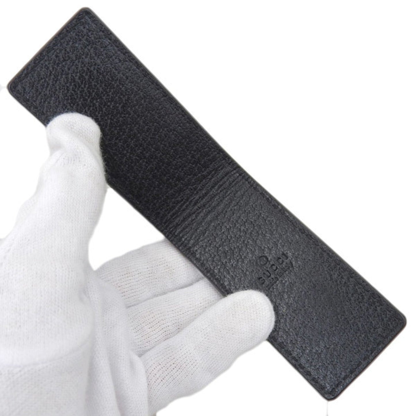 GUCCI Leather Bee Money Clip Black Men's