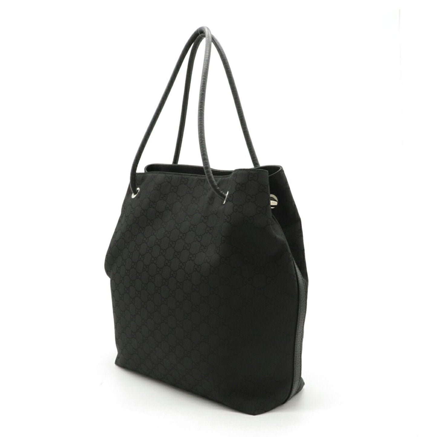 Gucci GG nylon tote bag shoulder leather black 152279