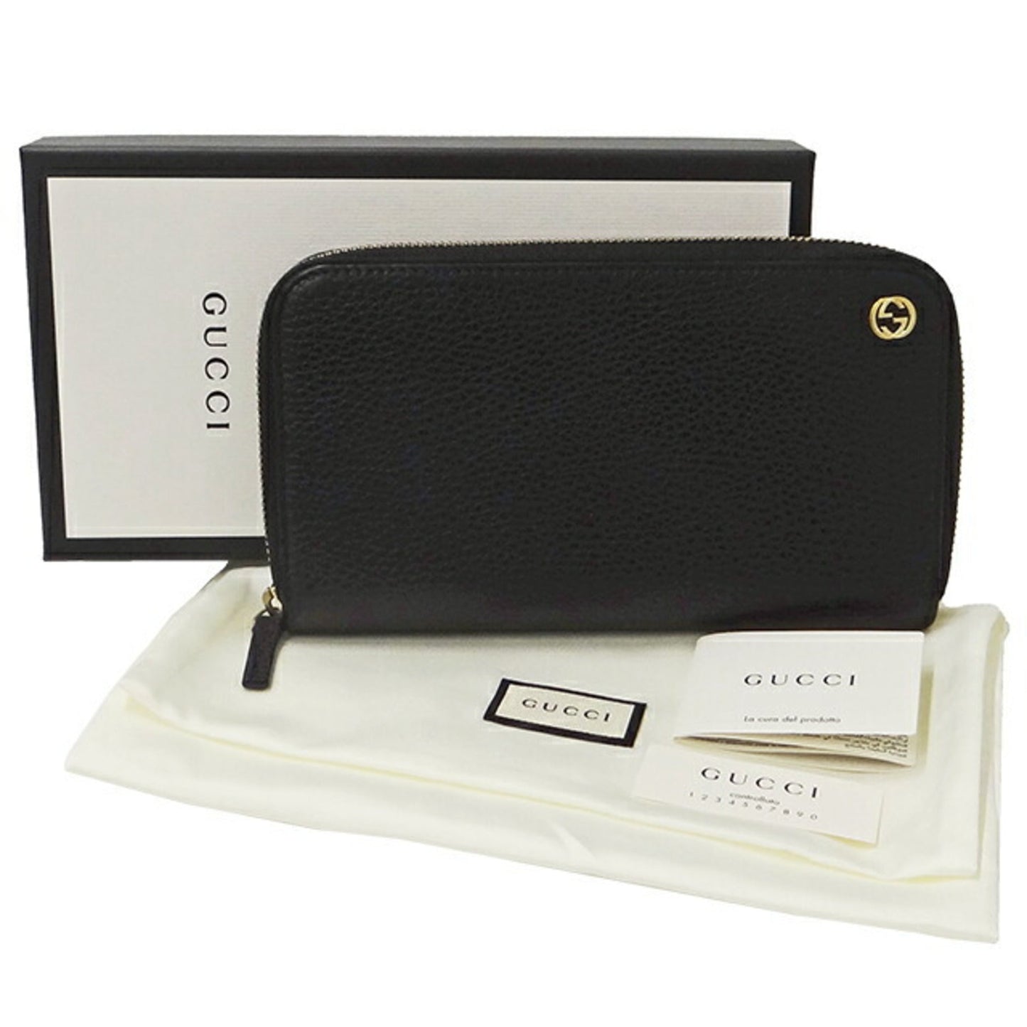 GUCCI Wallet Men's Long Leather Black 449347 Round