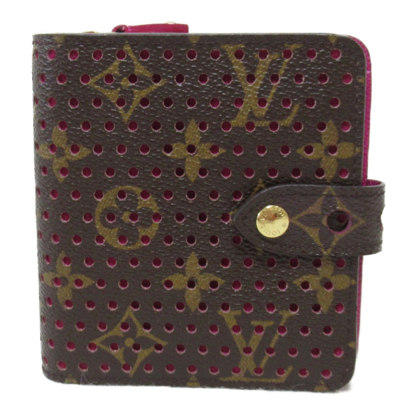 LOUIS VUITTON Compact Zip Round Wallet Brown Fuschia PVC coated canvas M95188