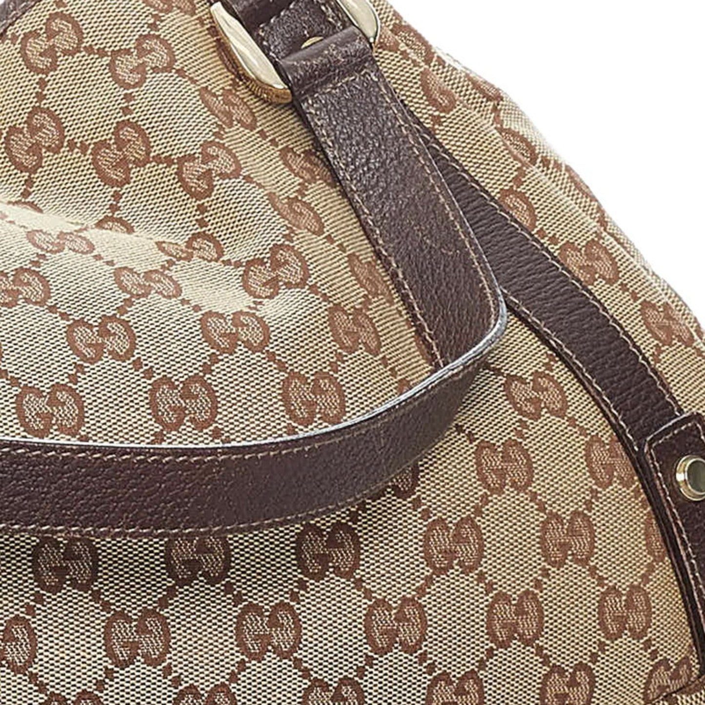 Gucci GG Canvas Handbag 130736 Beige Leather Ladies GUCCI