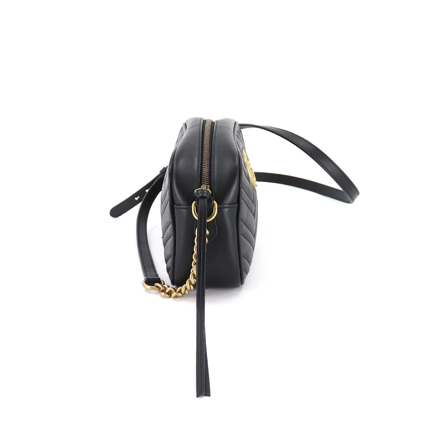 Gucci GG Marmont Quilted Small Chain Shoulder Bag Leather Black 447632