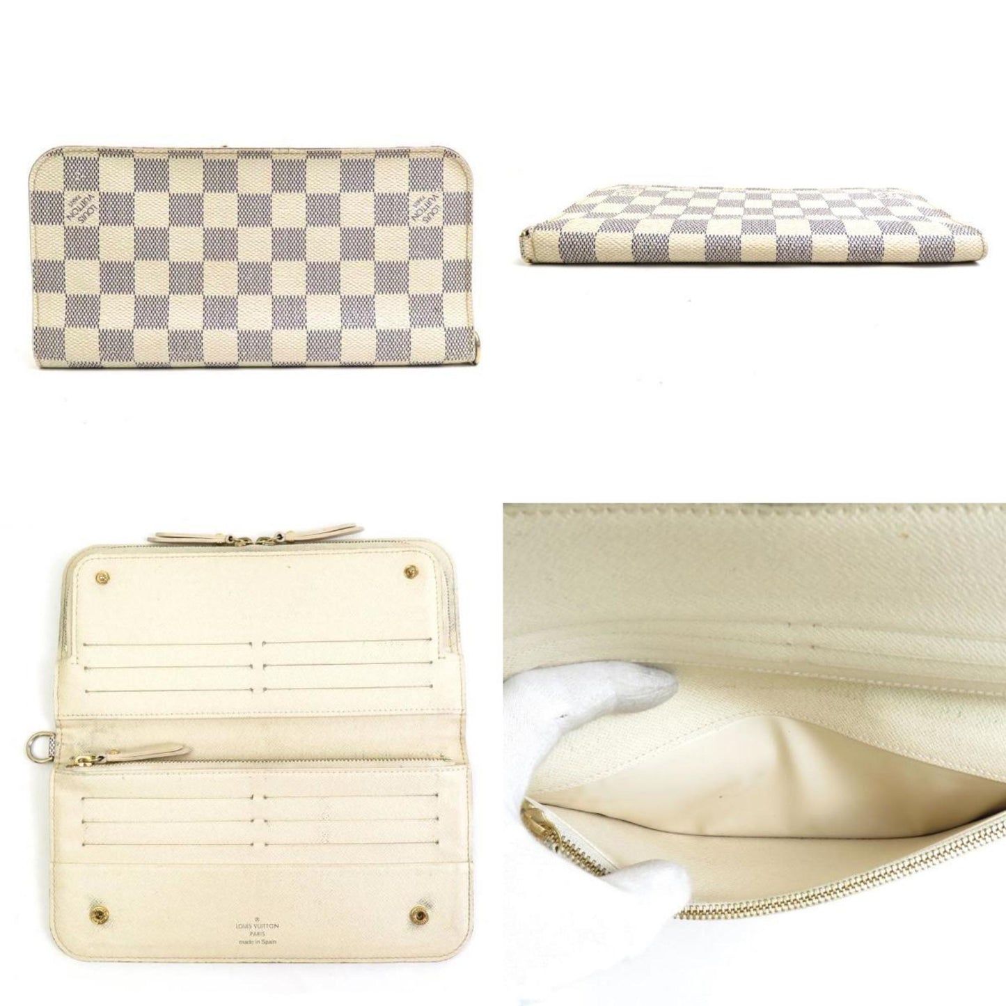 LOUIS VUITTON Bifold Long Wallet Damier Azur Portefeuille Unsolit Canvas Azure Ladies N63072 e55795a