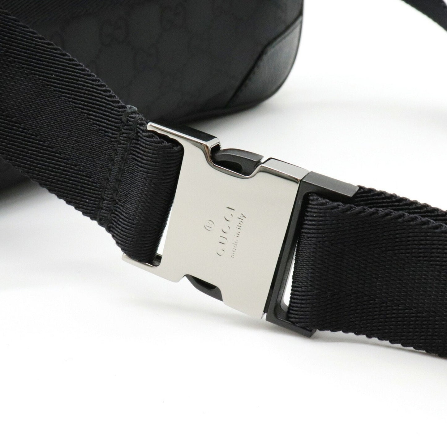 Gucci GG Nylon Waist Bag Pouch Body Leather Black 336672