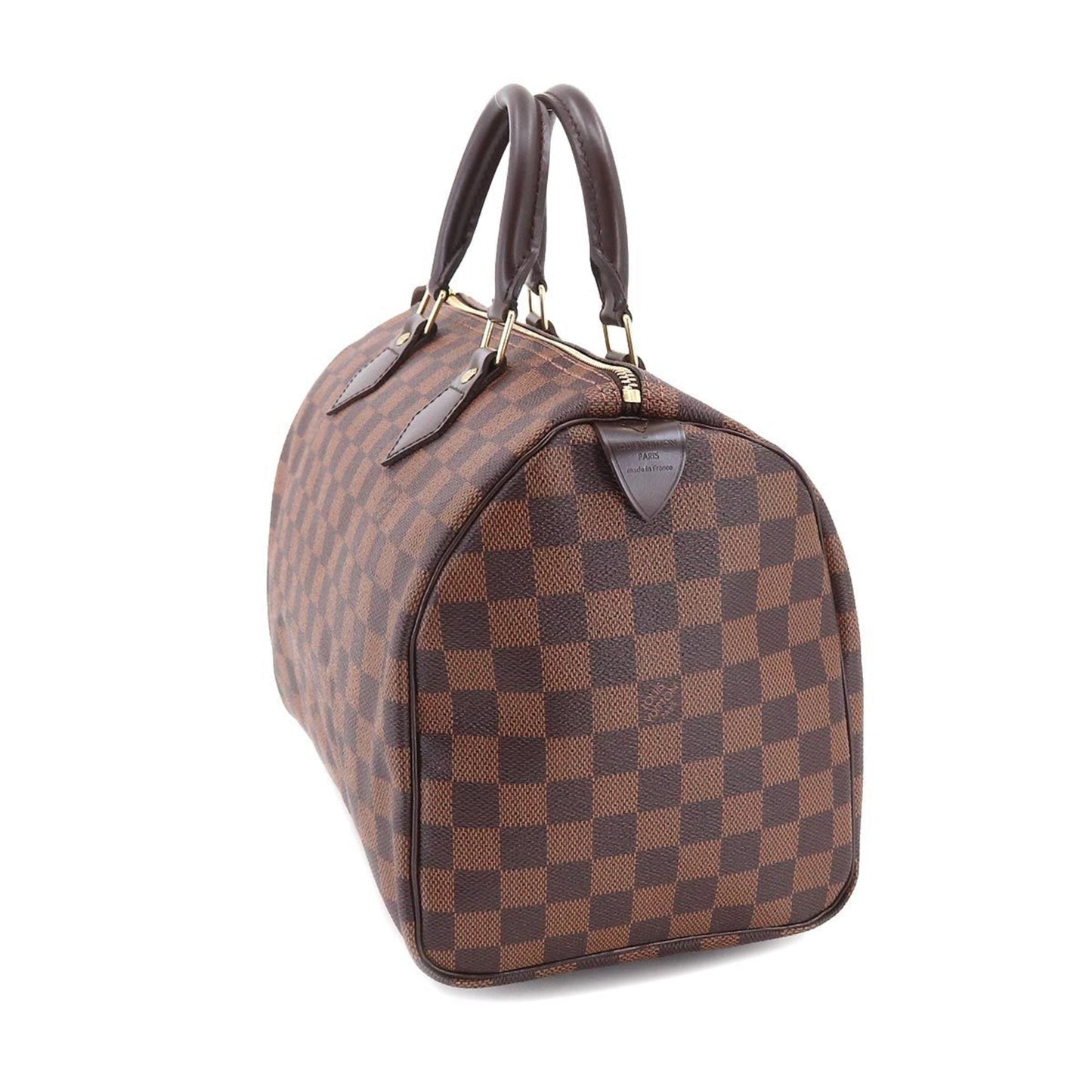 LOUIS VUITTON Damier Speedy 30 Hand Bag Ebene N41531 Brown Gold Hardware