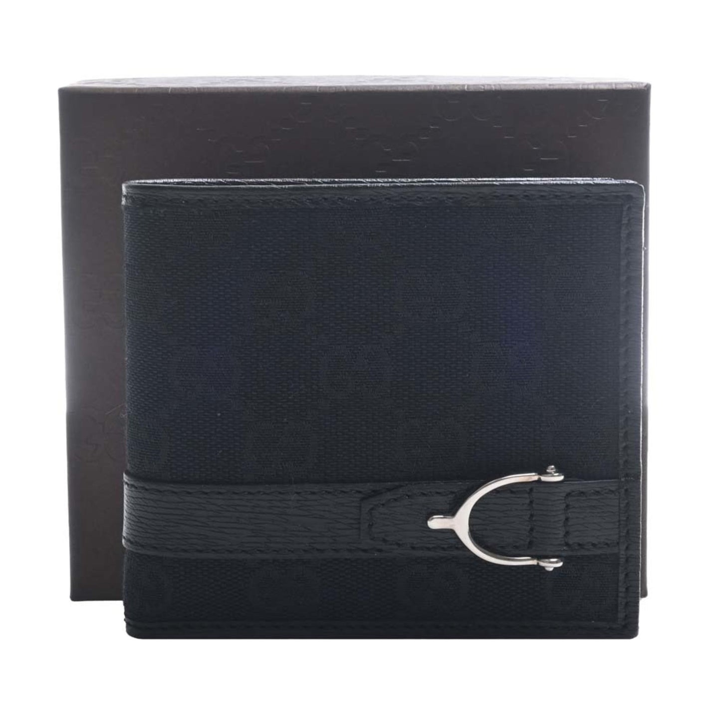 Gucci GG Canvas Belt Bifold Wallet 295610 Black Men's