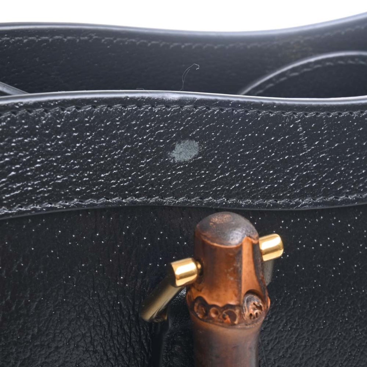 GUCCI Bamboo Leather Diana Double G 2WAY Handbag 702721 Black Ladies
