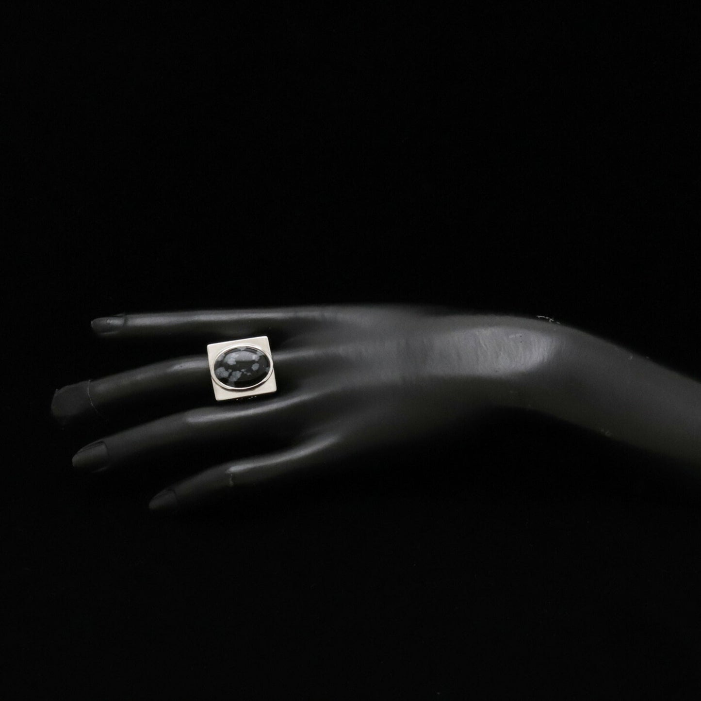 LOUIS VUITTON Chevalier Snow Flow Ring SV925 Silver Obsidian #13 No. 13 M64903