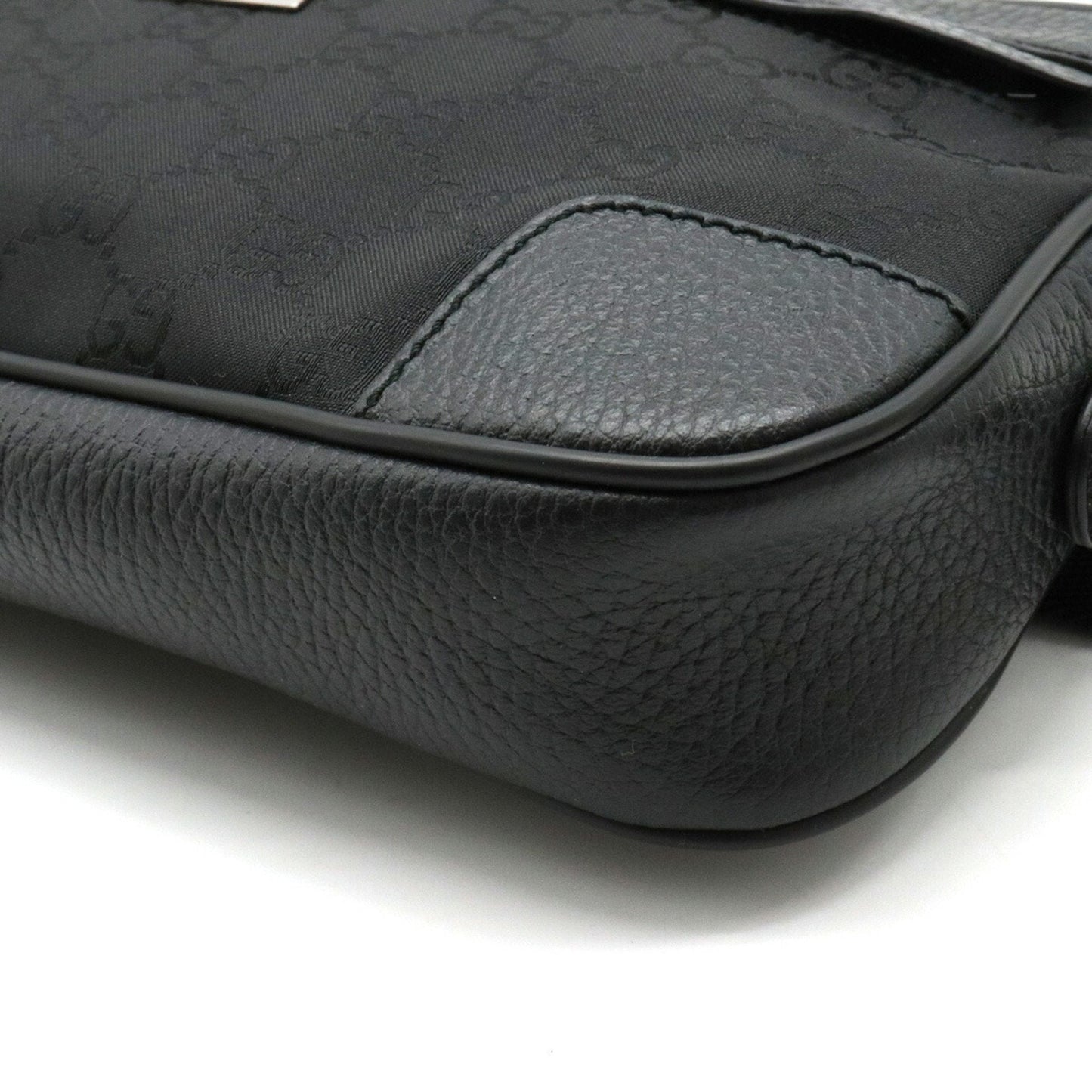 Gucci GG Nylon Waist Bag Pouch Body Leather Black 336672