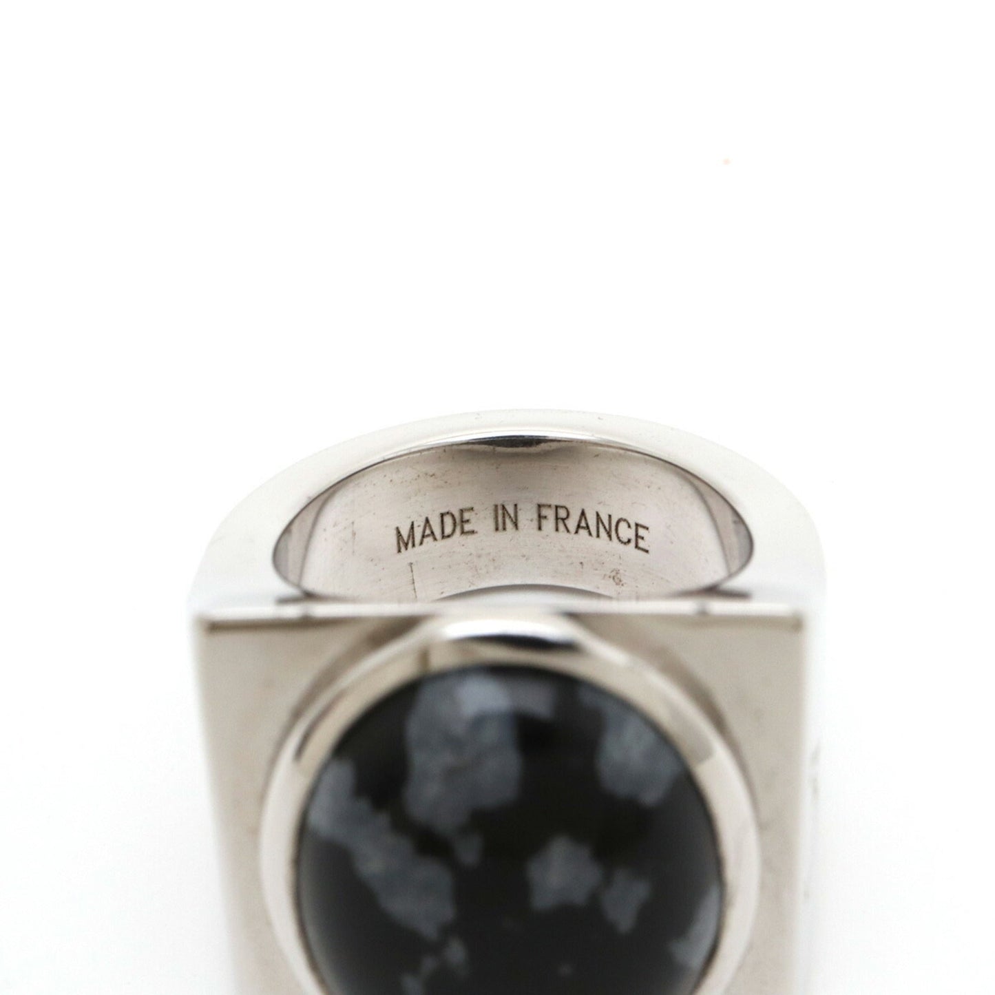 LOUIS VUITTON Chevalier Snow Flow Ring SV925 Silver Obsidian #13 No. 13 M64903