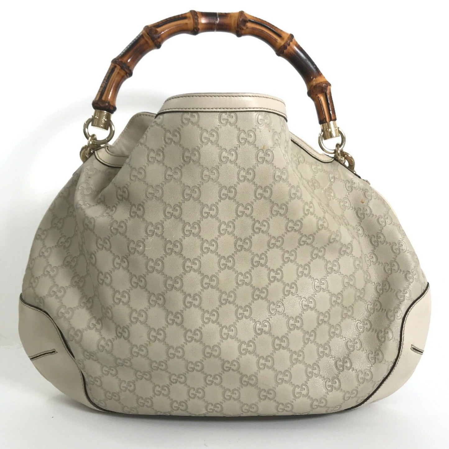 GUCCI Handbag Shima Bamboo 2way Shoulder 169976 Leather Cream Ladies