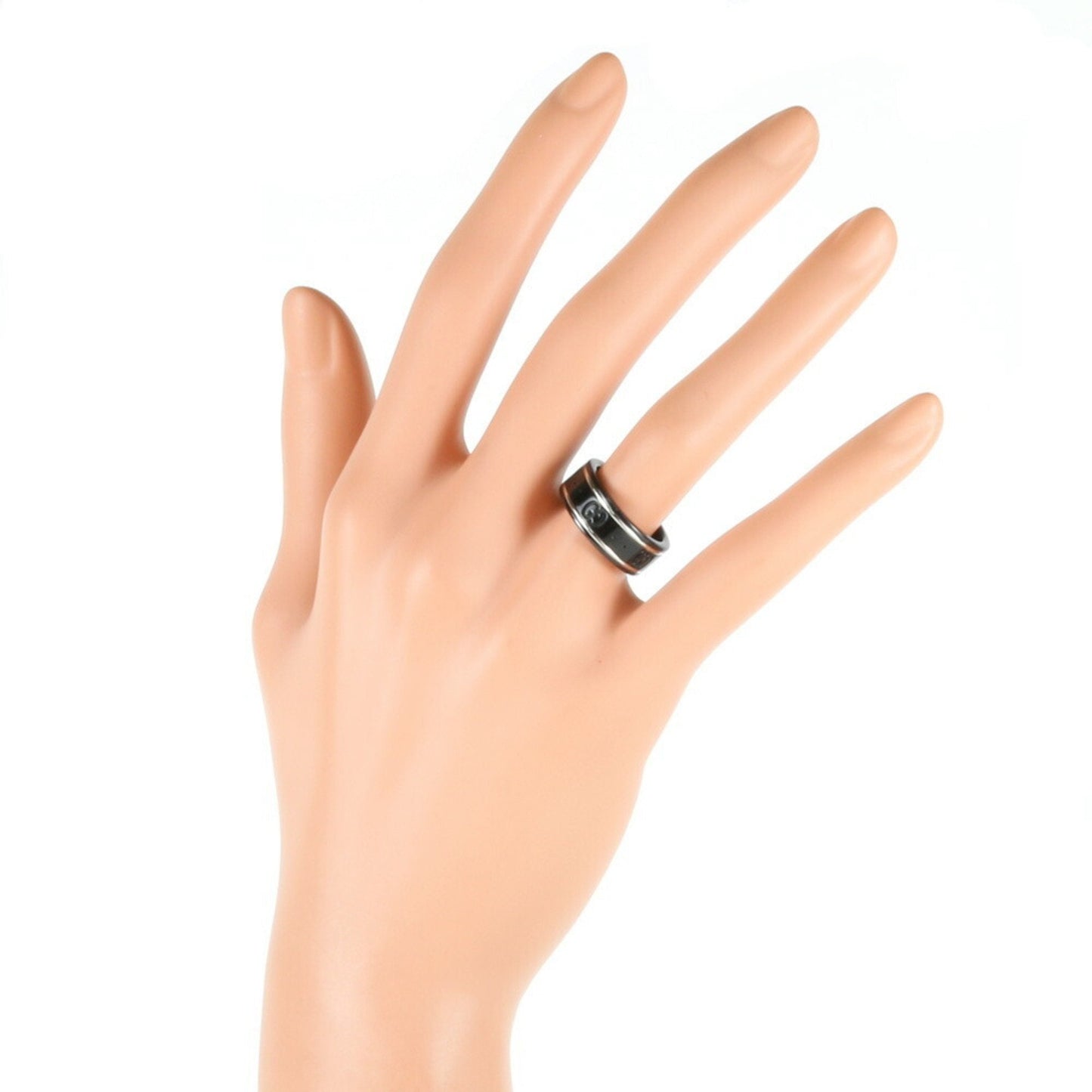 Gucci Ring Icon Thin Band Black Corundum # 9 8.5 Ladies Metal