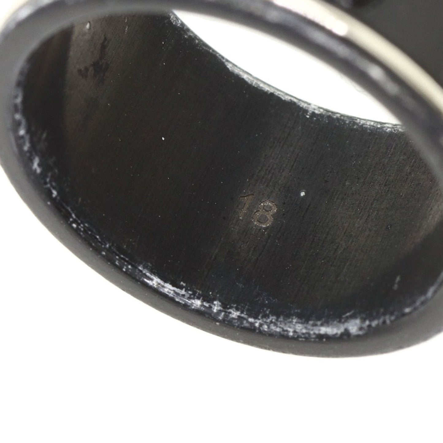 Gucci Icon Wide Black Corundum #12 Ring K18 White Gold Ladies GUCCI