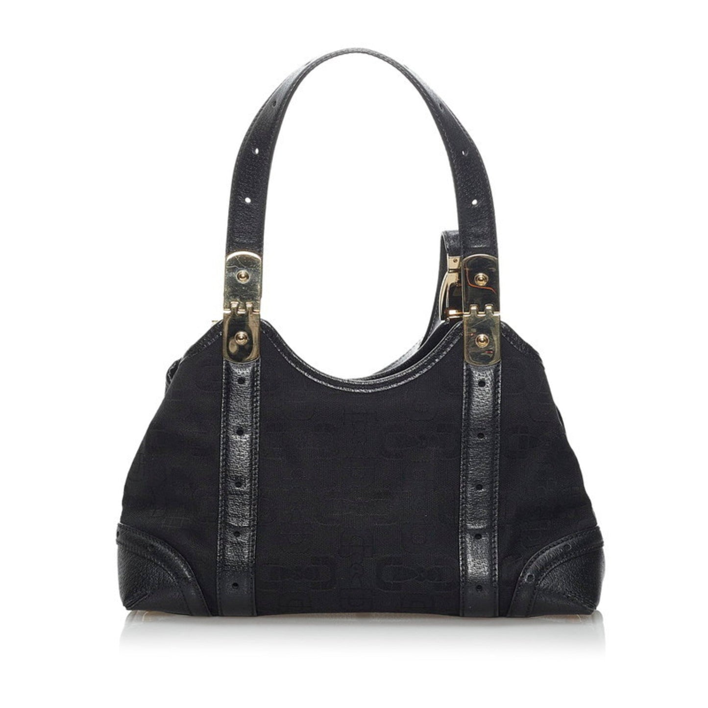 Gucci Horsebit Handbag 145761 Black Canvas Leather Ladies GUCCI