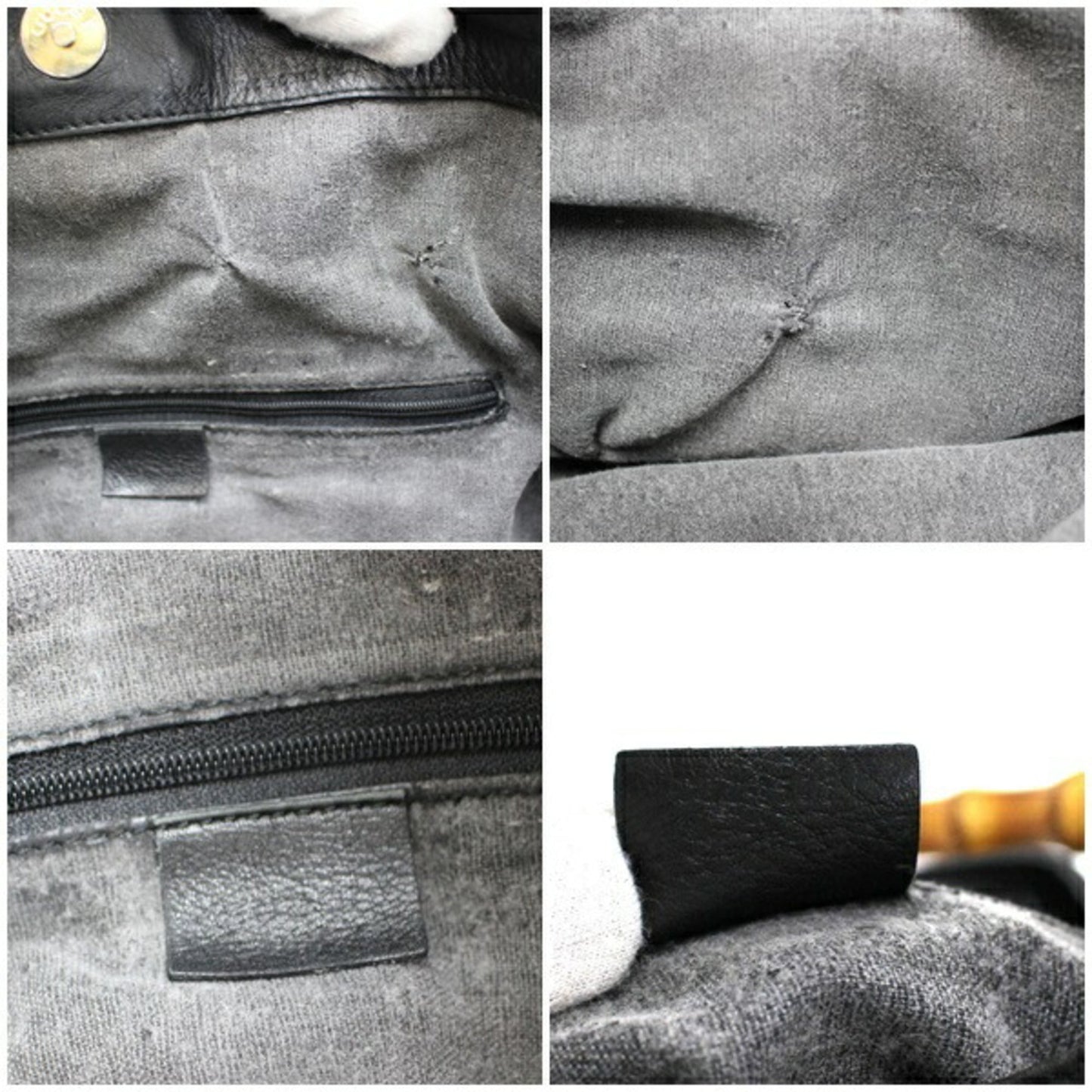 Gucci Bamboo 2WAY Handbag Shoulder Bag Leather Black GUCCI Ladies 2 Way