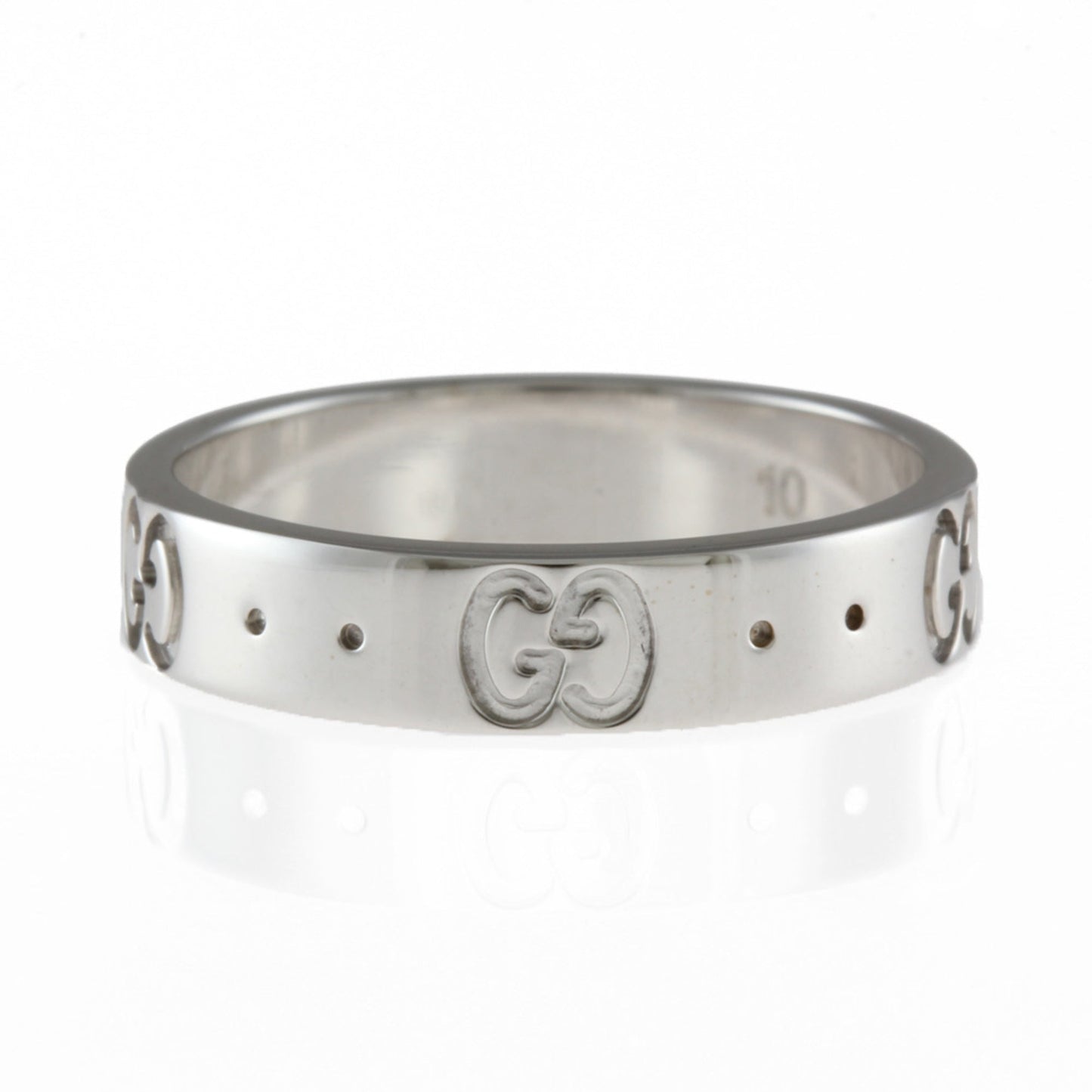 Gucci K18WG Ring / Icon No. 9.5 Silver Ladies 18K K18 White Gold Accelerating