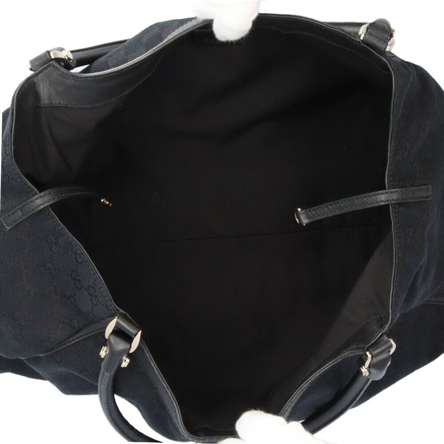 GUCCI Abbey GG Campus Shoulder Bag Canvas Black Women's