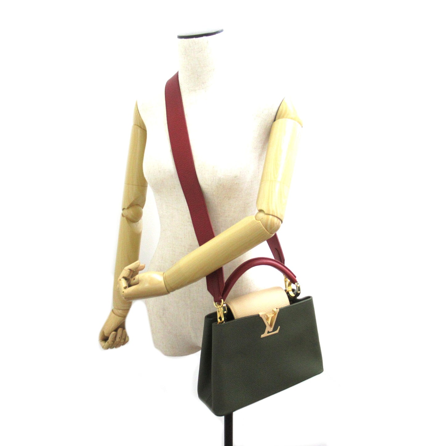 LOUIS VUITTON CapucineBB Khaki Beige Taurillon Clemence Leather leather