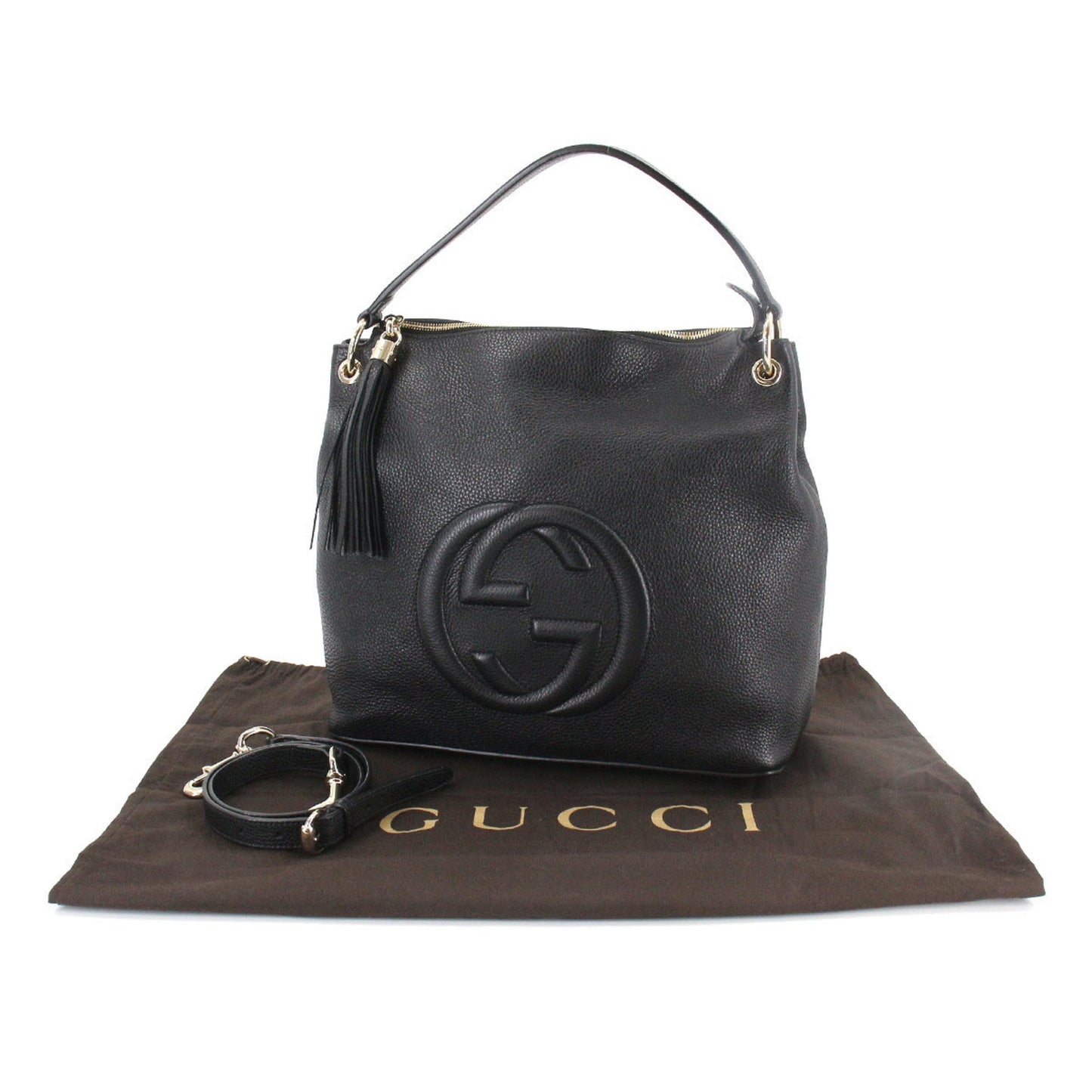 Gucci Soho 2way Shoulder Bag Leather Black 536194 Gold Hardware SOHO