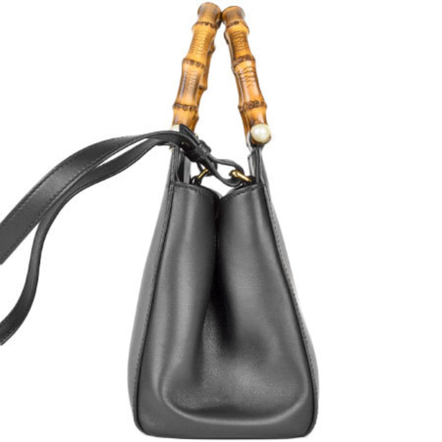 Gucci Nimfair Bamboo Handbag Shoulder Bag 2Way Leather Black 453767