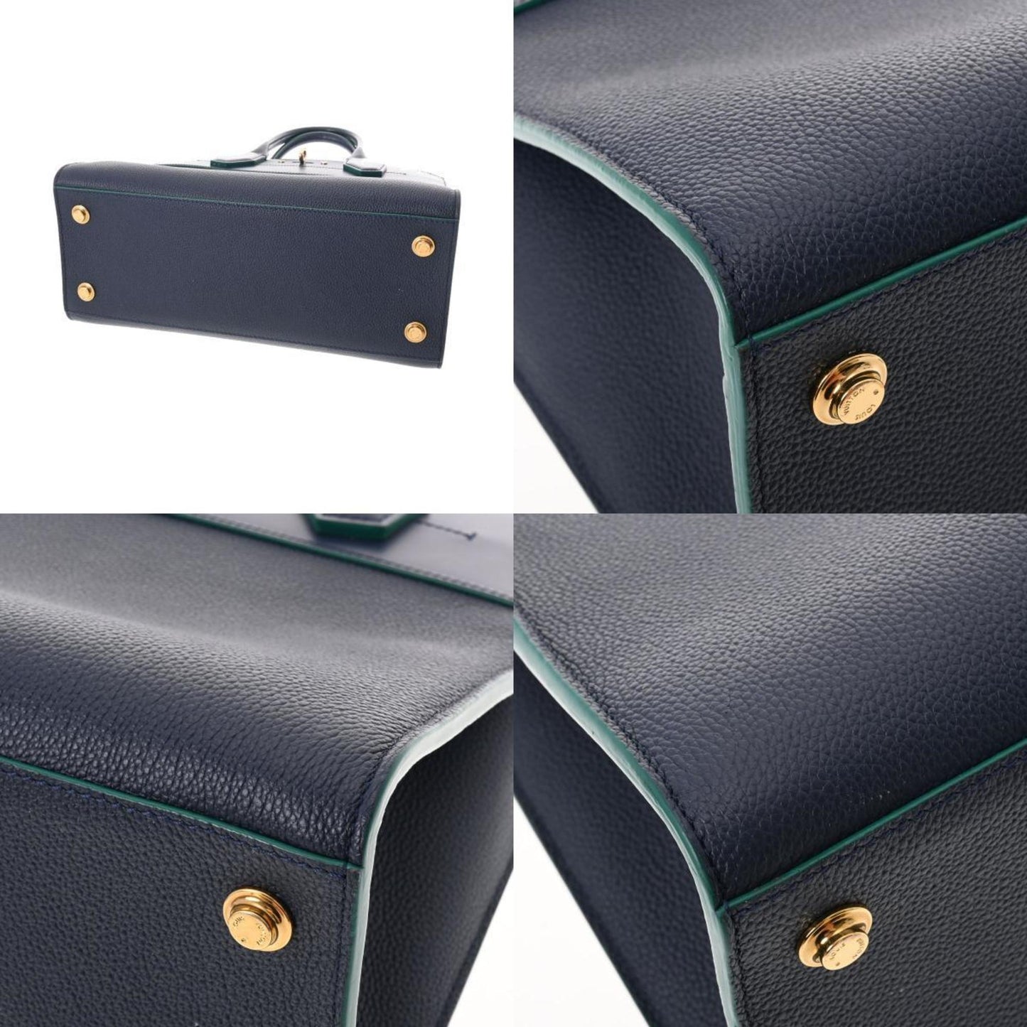 LOUIS VUITTON City Steamer MM Navy/Green Women's Leather Bag