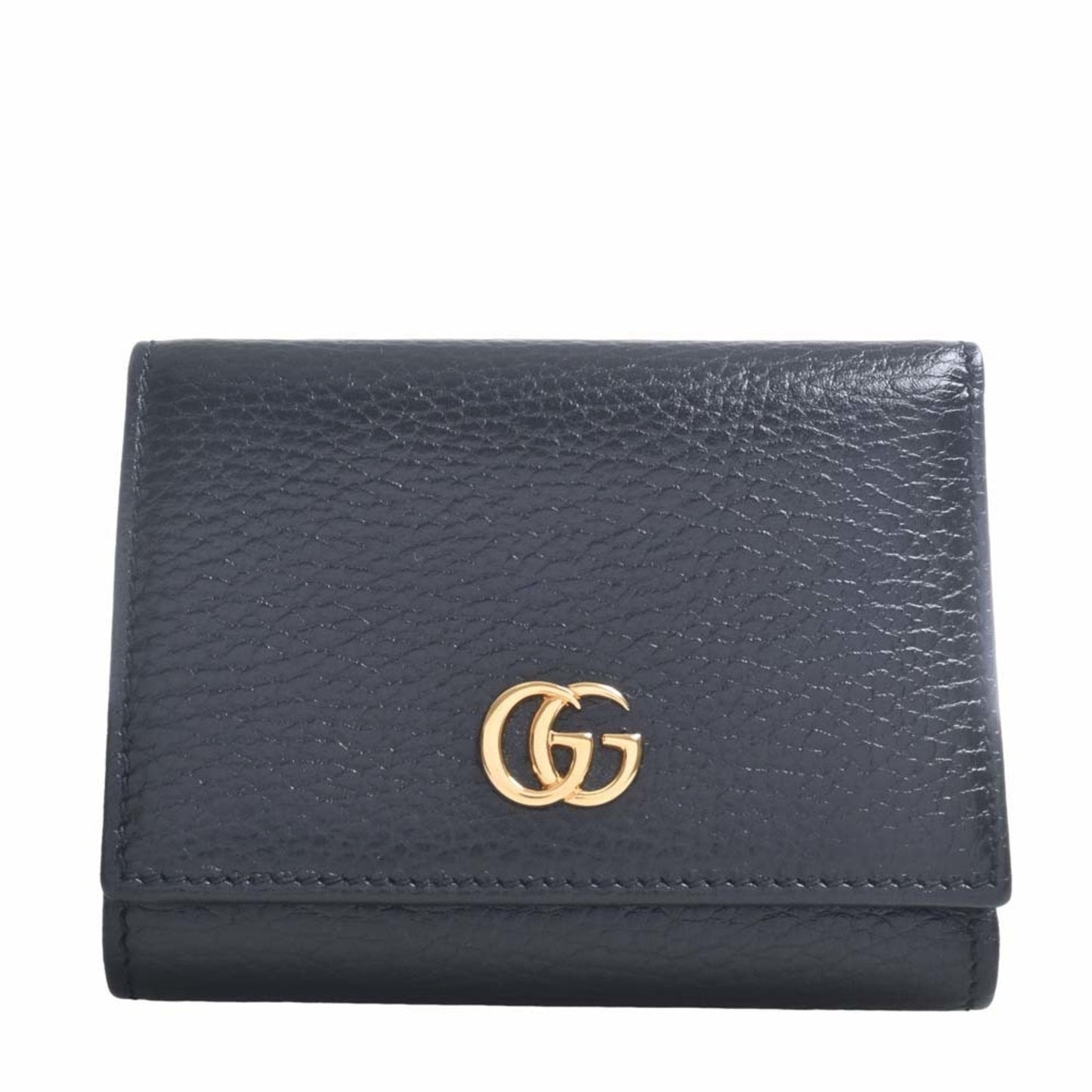 GUCCI Petit Marmont Leather Trifold Wallet 474746 Black Women's