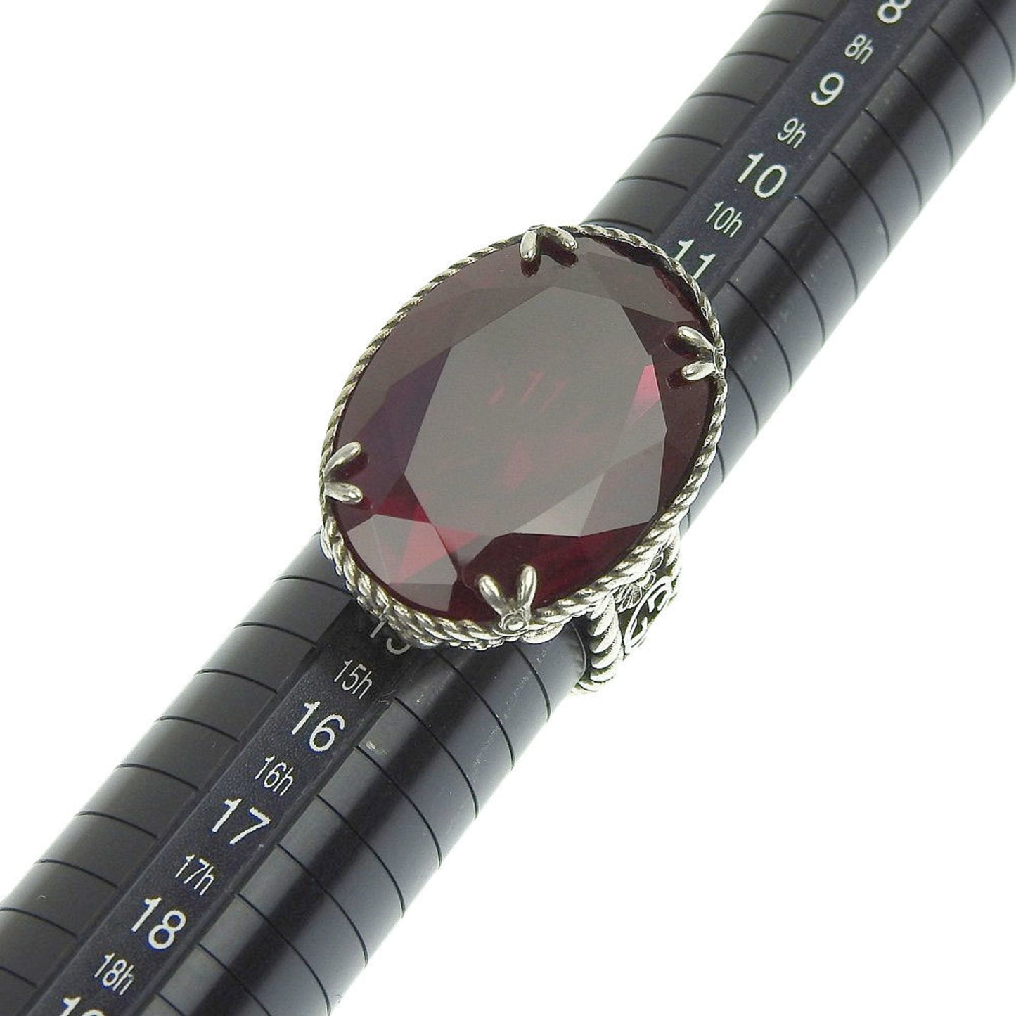 Gucci Interlocking G Flower Ring SV925 Color Stone Red #16 No. 13