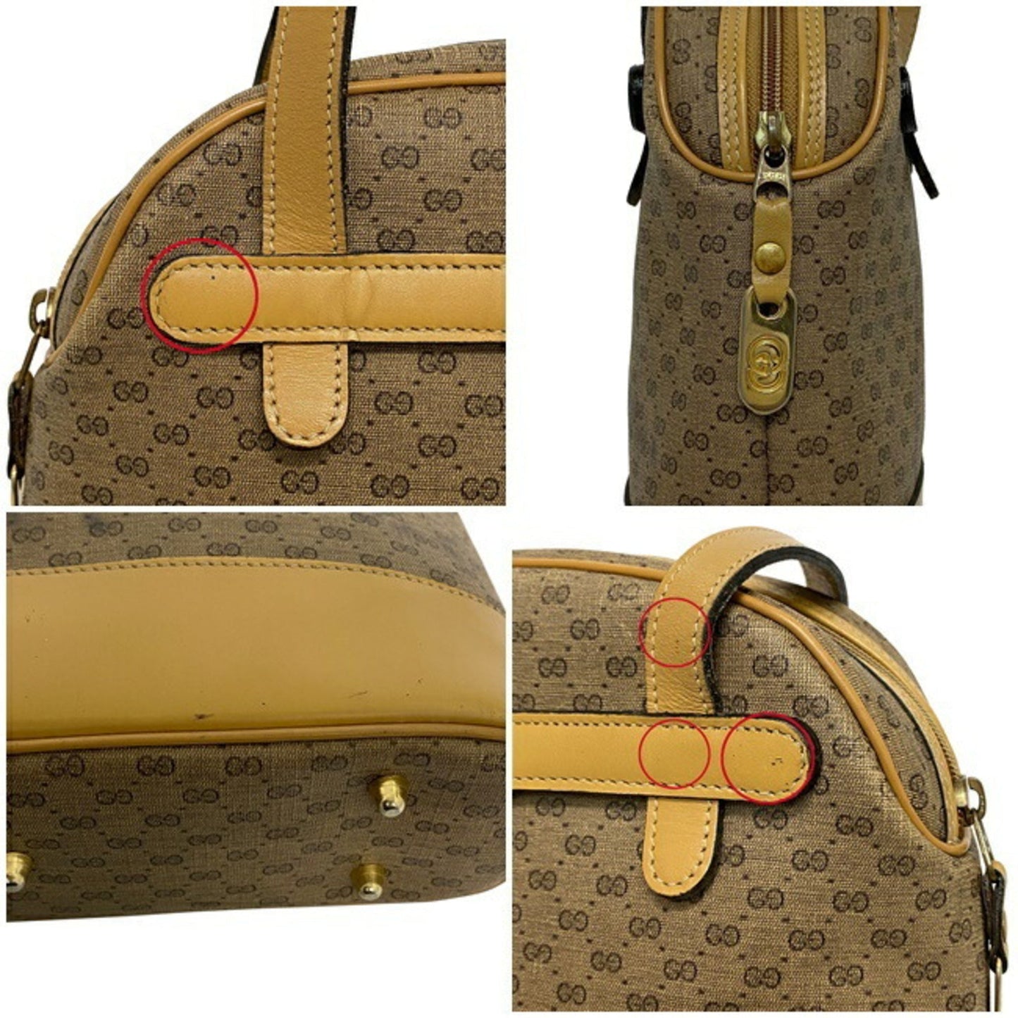 Gucci Handbag Beige Yellow Old Mini Boston Bag PVC Leather GUCCI Ladies Design