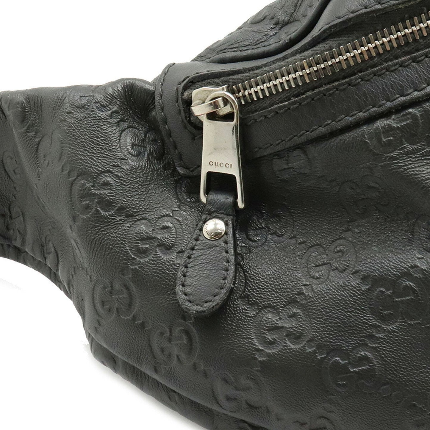 Gucci Shima Body Bag Hip Waist Pouch Rubber Coated Leather Gray 246409