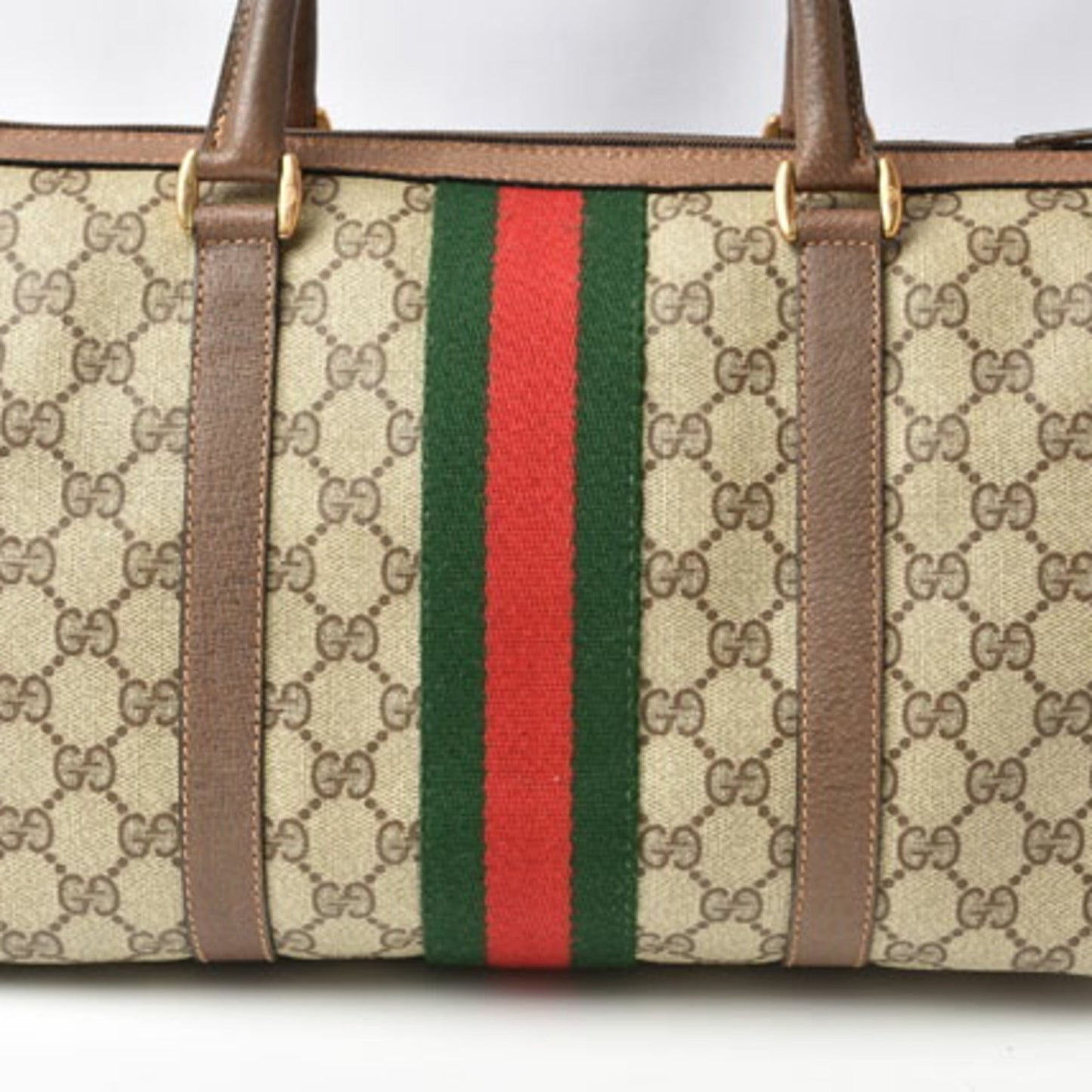 Gucci handbag GUCCI coated canvas sherry line beige brown