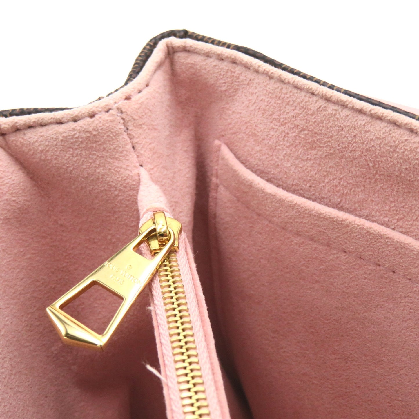 LOUIS VUITTON Brown Pink Magnolia Damier PVC coated canvas leather N44244