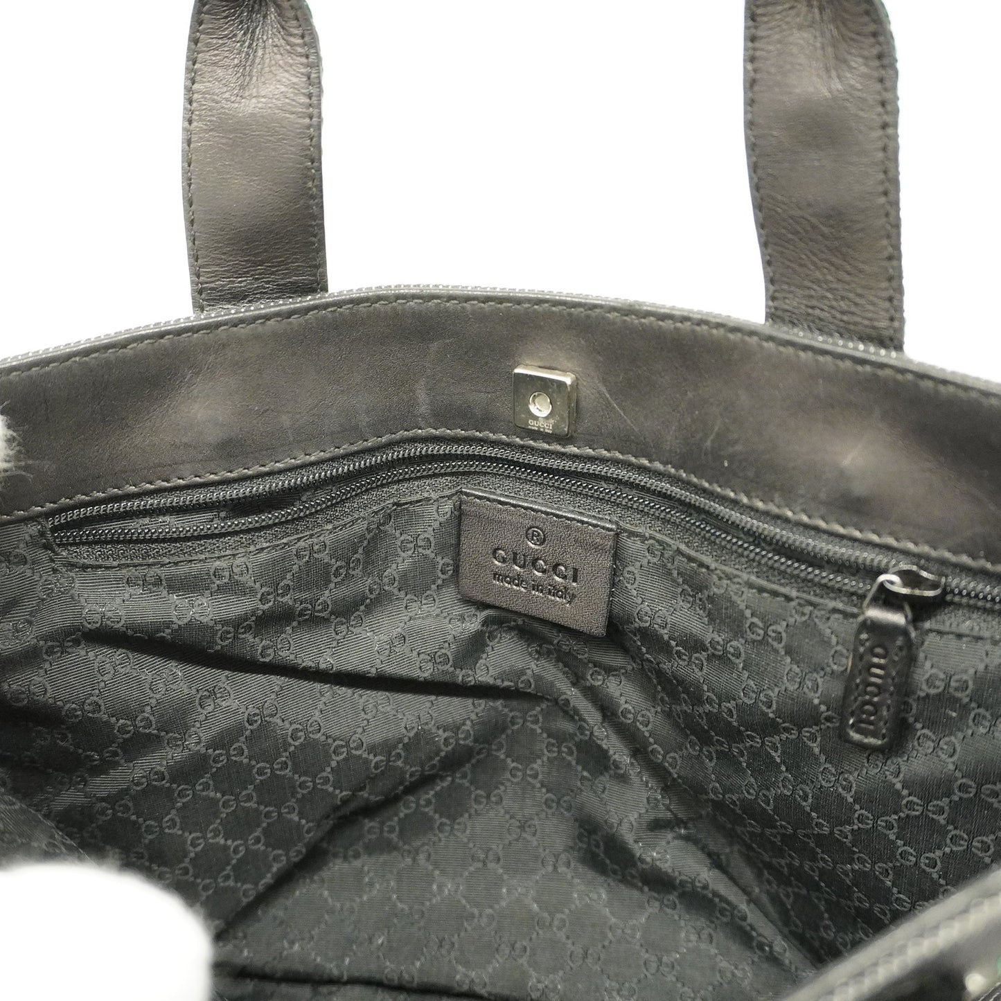 GUCCIAuth  Sherry Line 73984 Women's Denim,Leather Handbag Black