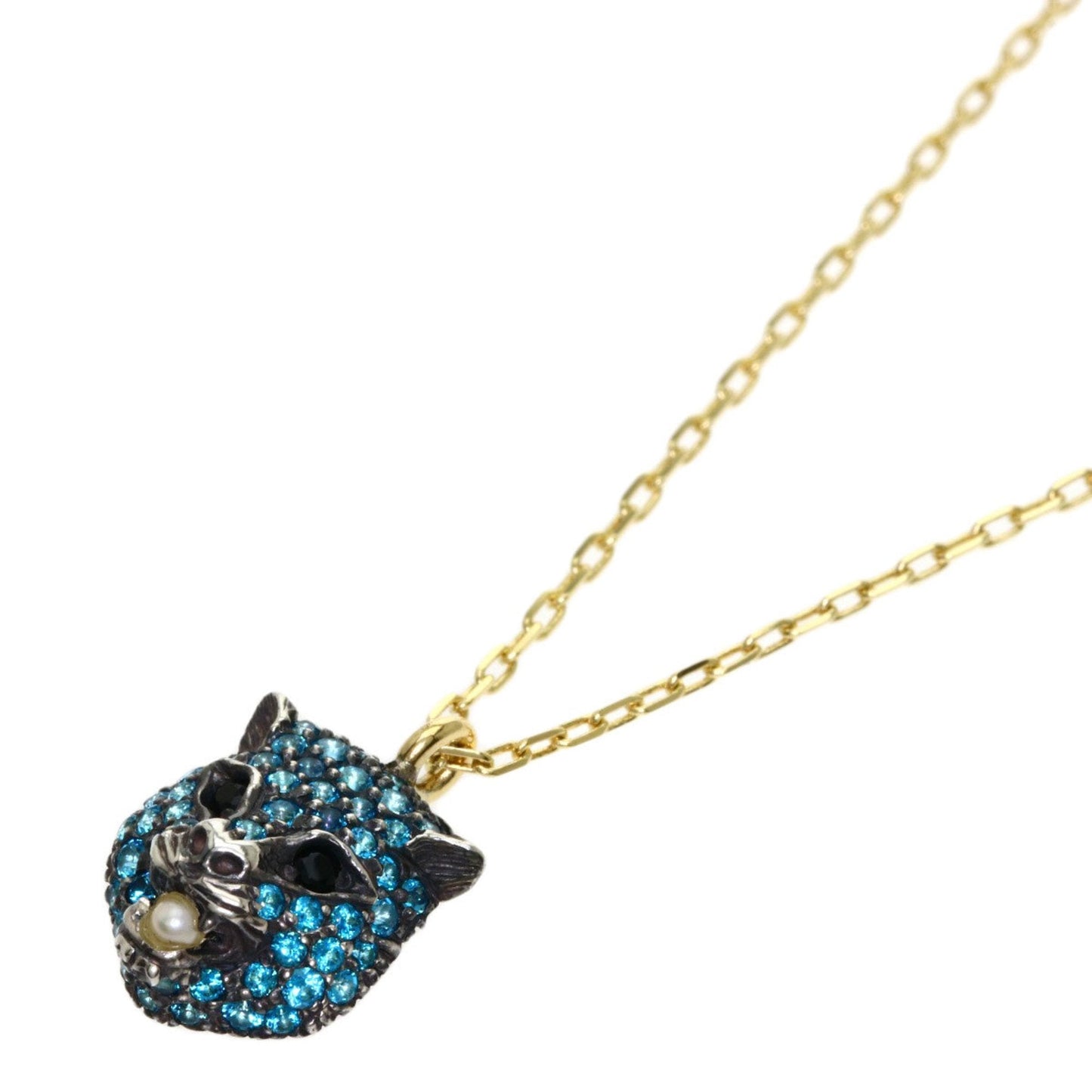 Gucci Le Marche de Merveille Paraiba Topaz Spinel Pearl Necklace K18 Yellow Gold / SV Ladies GUCCI
