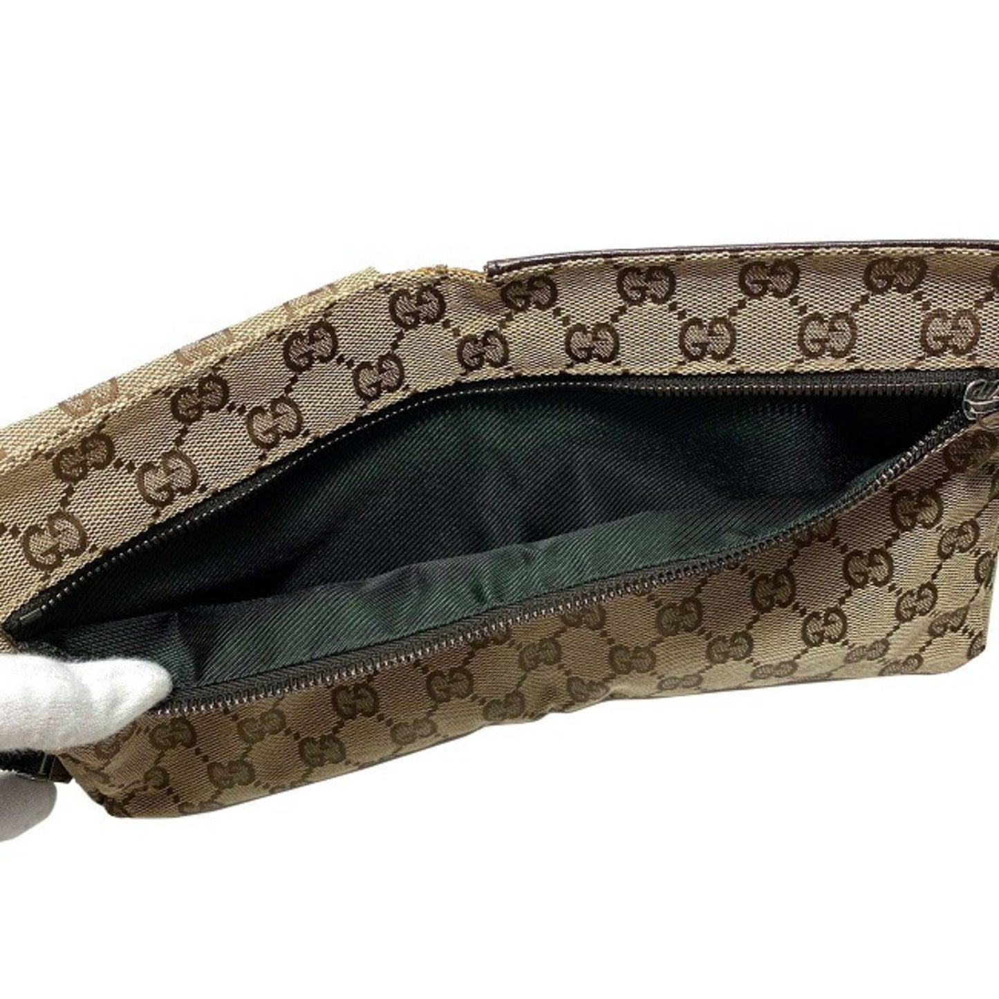 Gucci Body Bag Beige Brown GG Canvas 28566 002058 Waist Pouch Leather GUCCI Belt Velcro Women's Men's Unisex