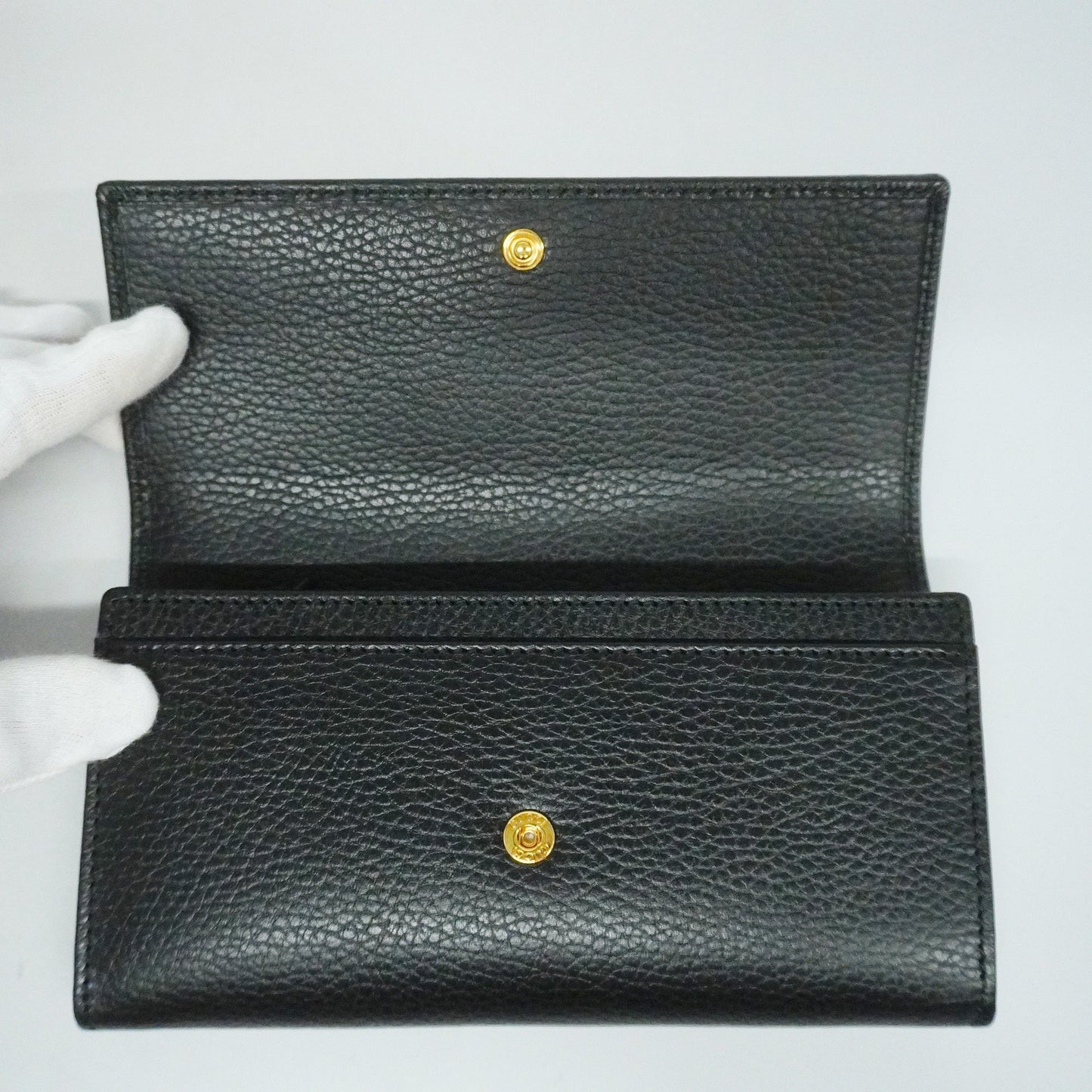 GUCCIAuth  GG Marmont Gold Hardware 456116 Women's Leather Long Wallet Black
