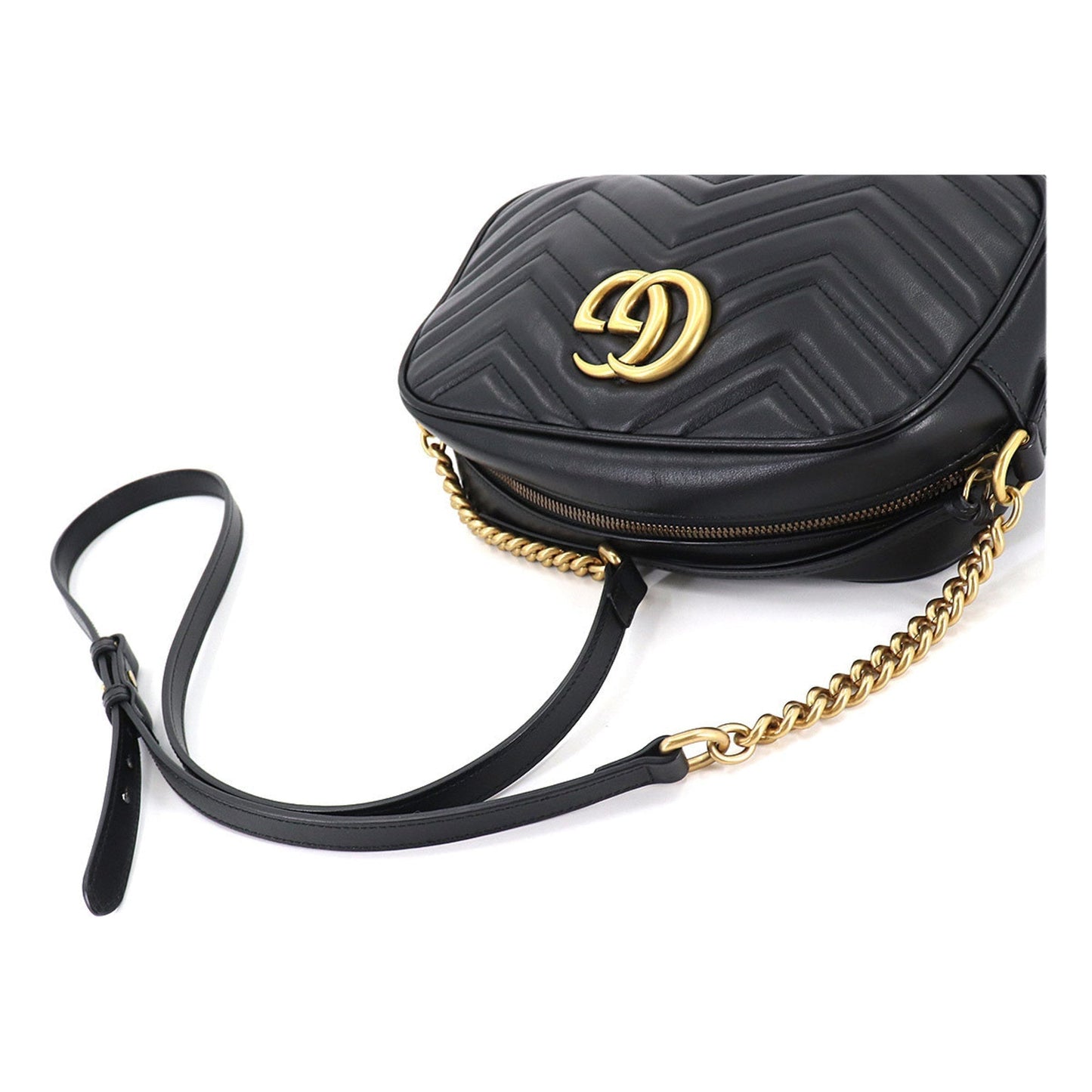 Gucci GG Marmont Quilted Small Chain Shoulder Bag Leather Black 447632