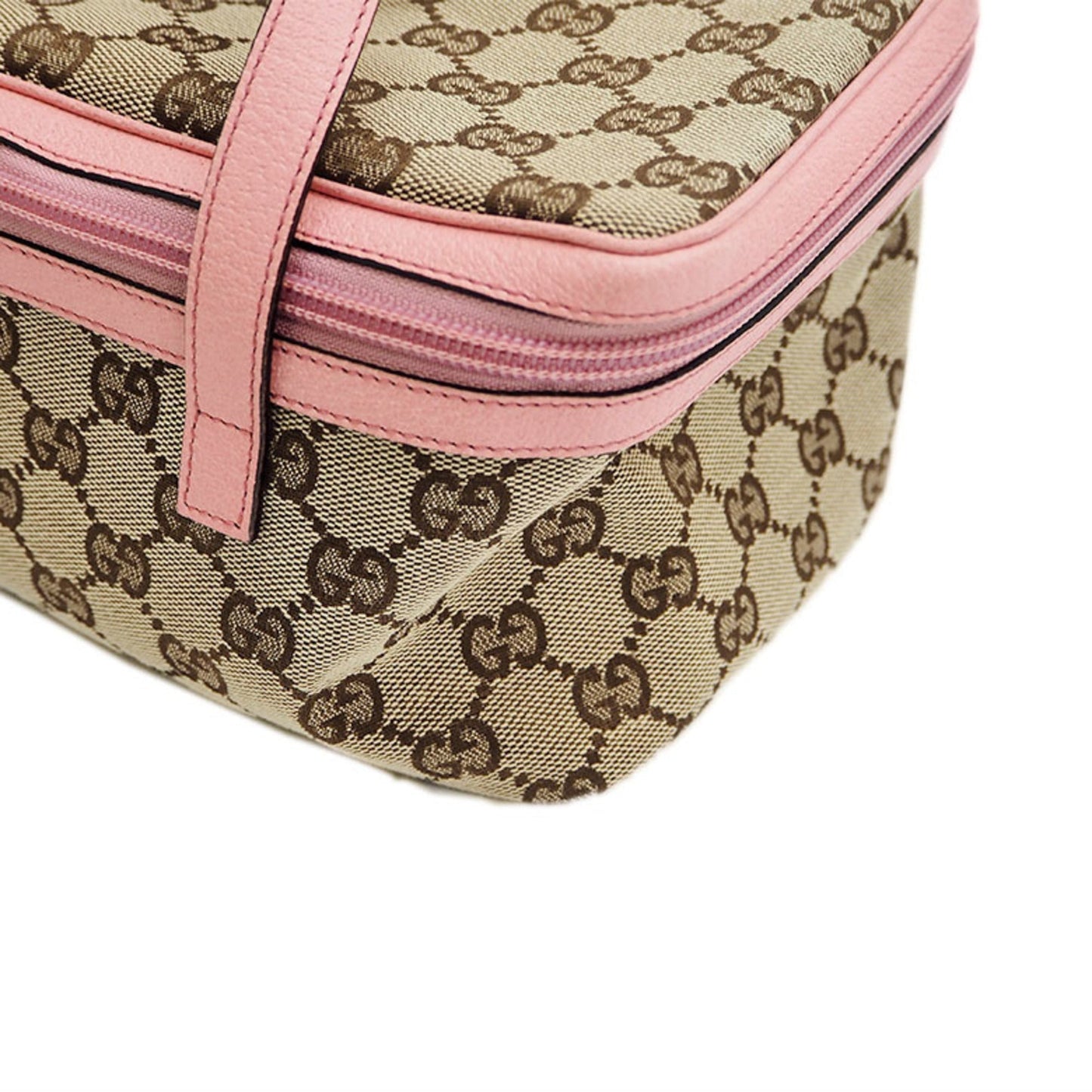 Gucci GG Canvas Vanity Bag Beige x Pink 124540 Ladies Handbag
