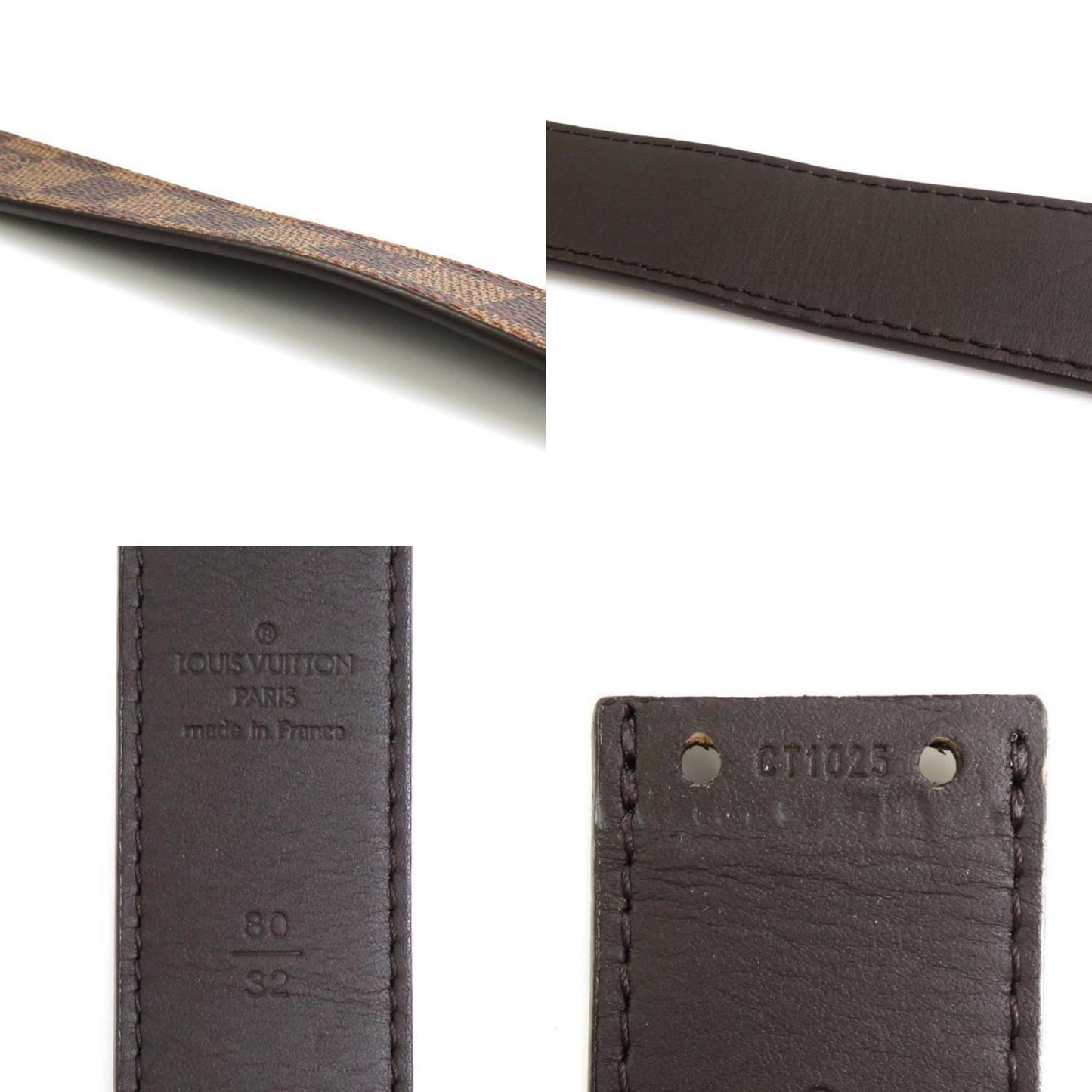 LOUIS VUITTON Belt Damier Centure Carre Canvas Ebene Unisex M6803