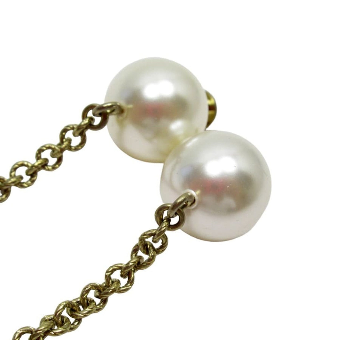 Gucci Earrings GG Gold x Pearl White Clear Metal Material Fake Stone