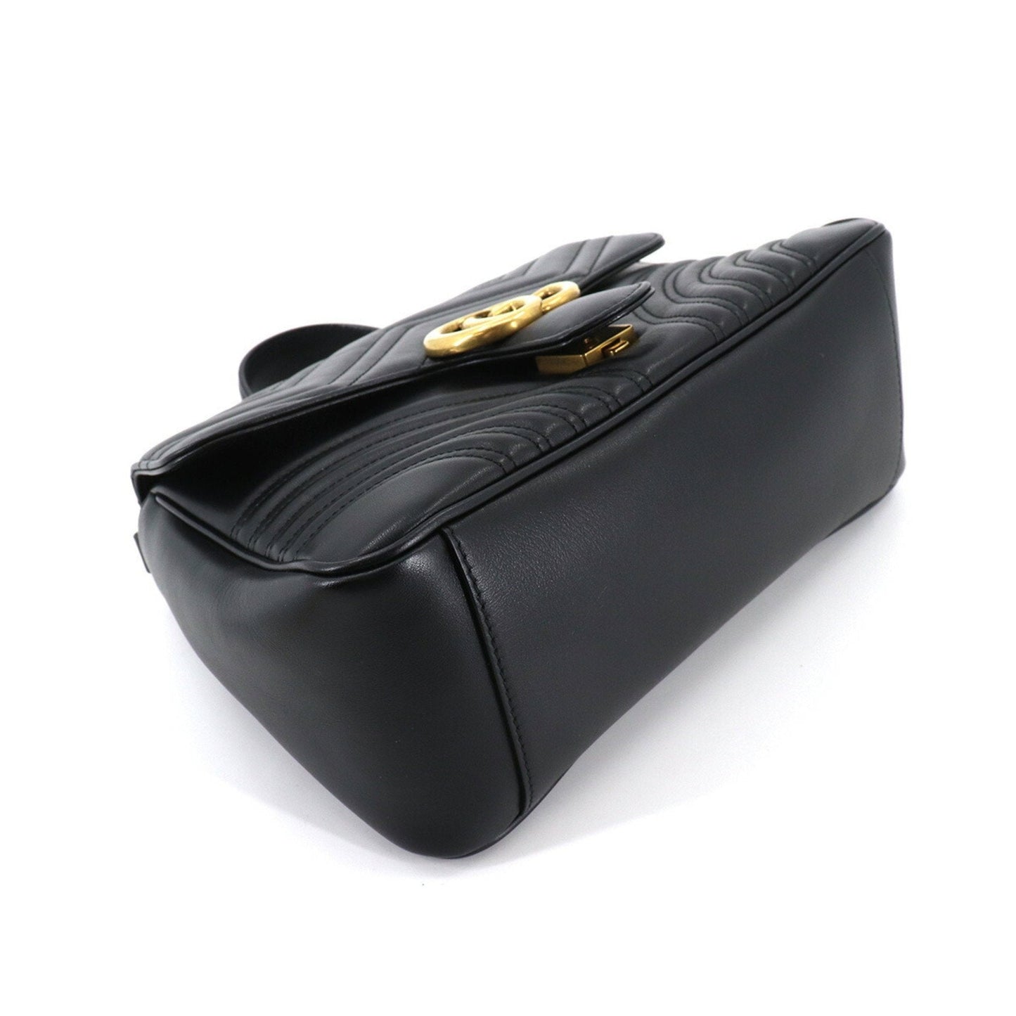 Gucci GG Marmont Small Top Handle Bag 2way Hand Shoulder Leather Black 498110